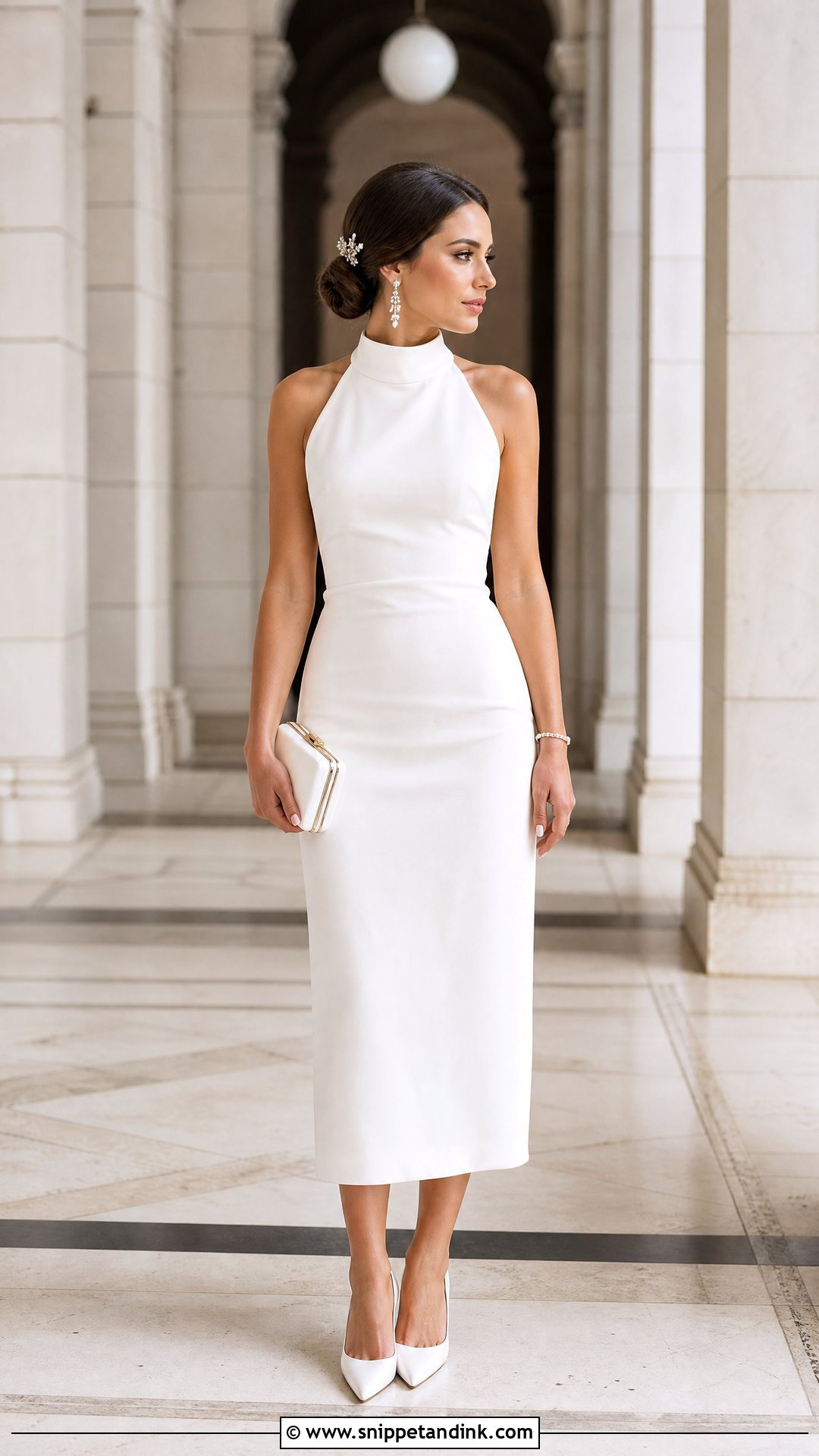 White High Neck Court Wedding Dress - Snippet and Ink - 20 White Court Wedding Dress Ideas