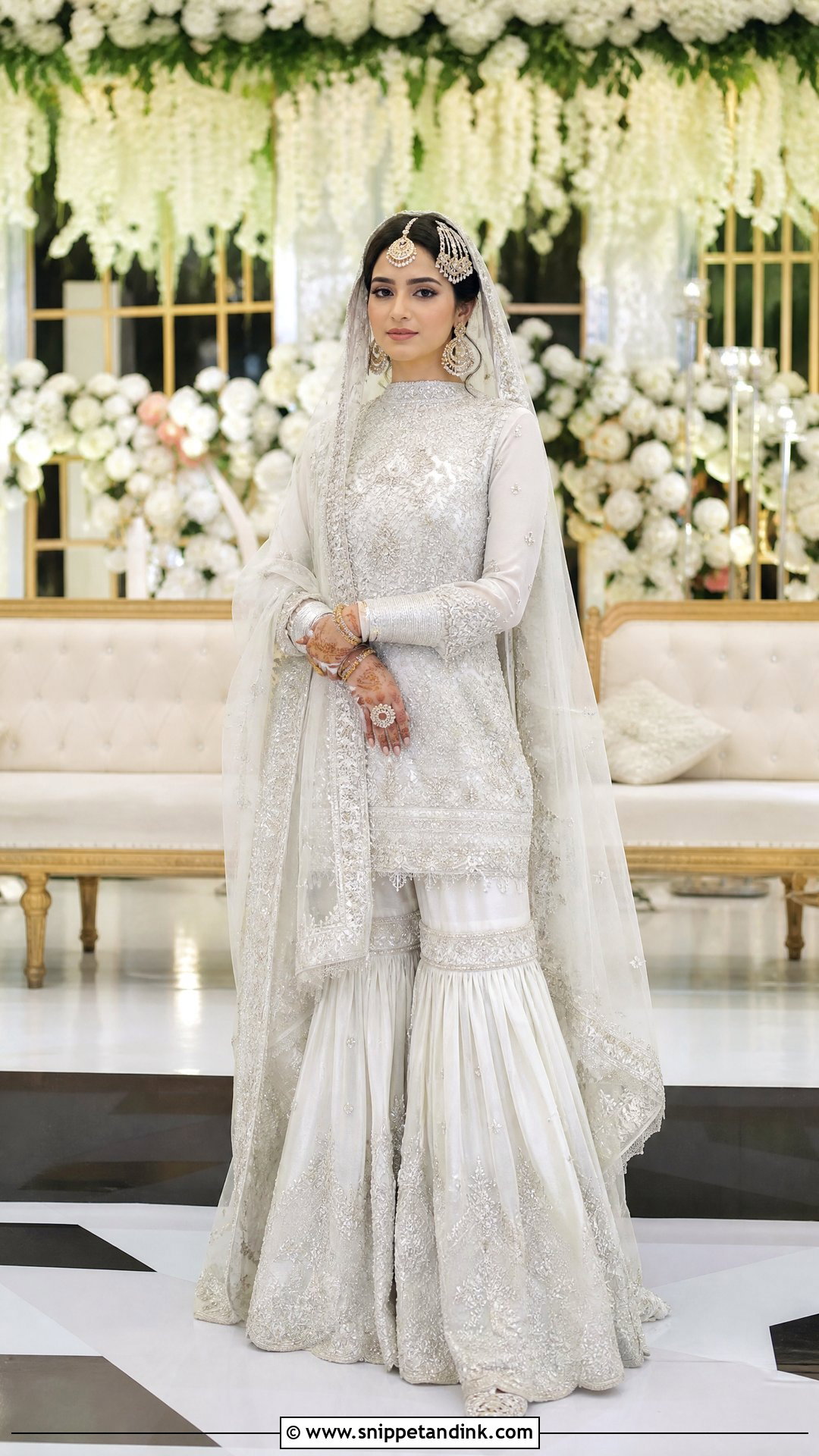 White High Neck Garara Bridal Dress - Snippet and Ink - 20 White Garara Dress Pakistani Bridal Ideas
