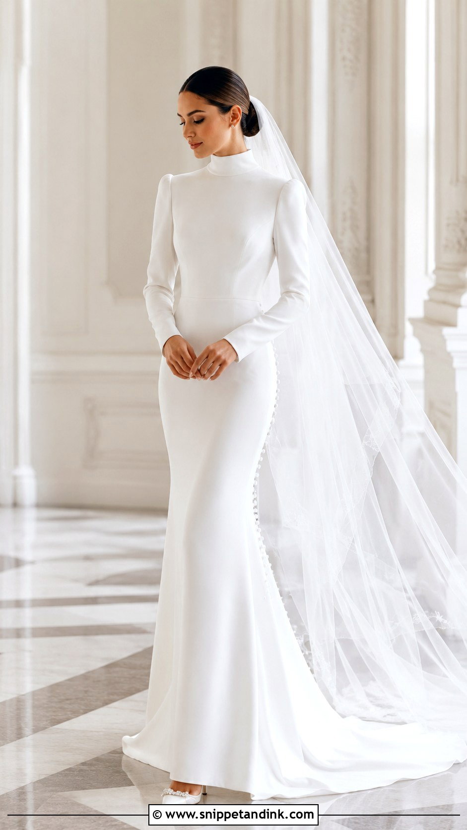 White High Neck Gown - Snippet and Ink - 30 White Wedding Gown Ideas