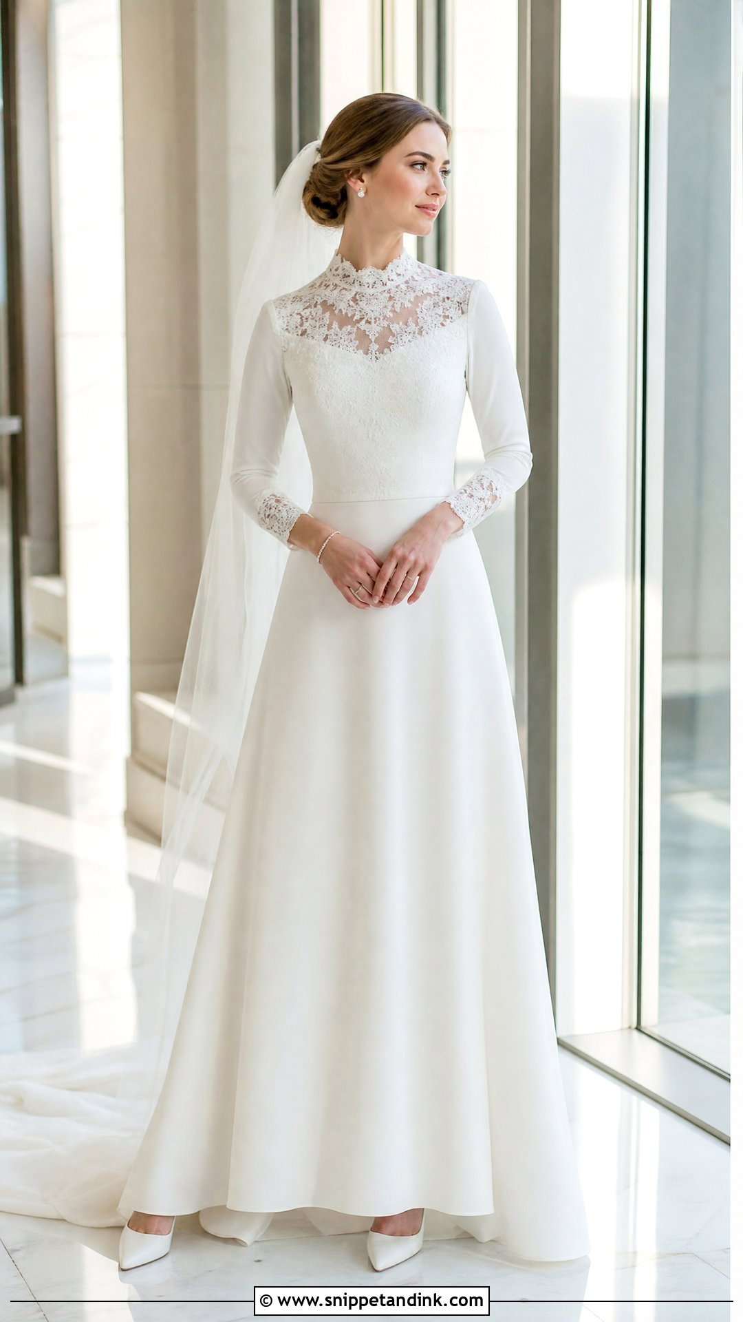 White High Neck Wedding Dress - Snippet and Ink - 20 White Dresses for Wedding