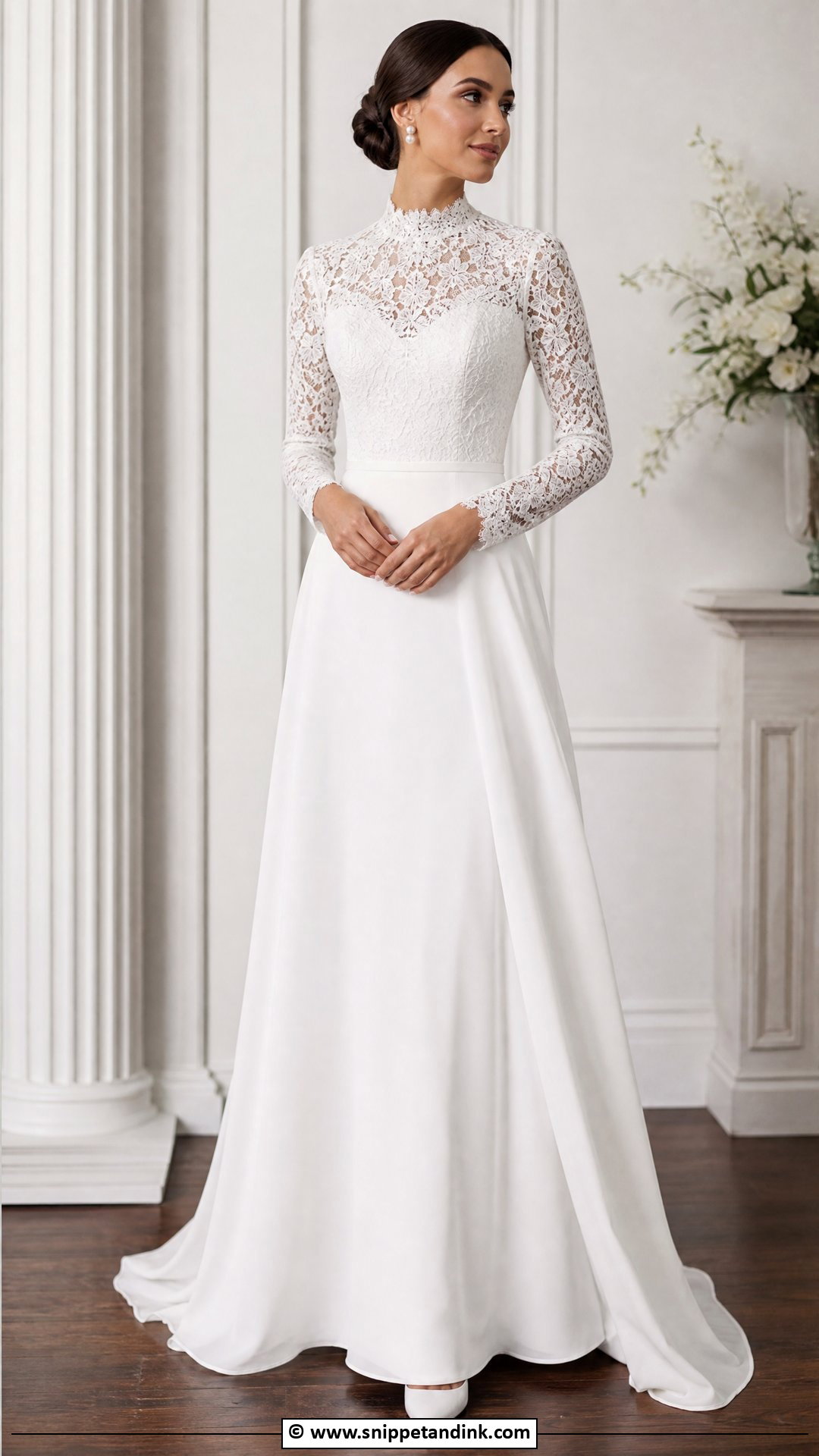 White High Neck Wedding Dress - Snippet and Ink - 30 White Wedding Dress Ideas