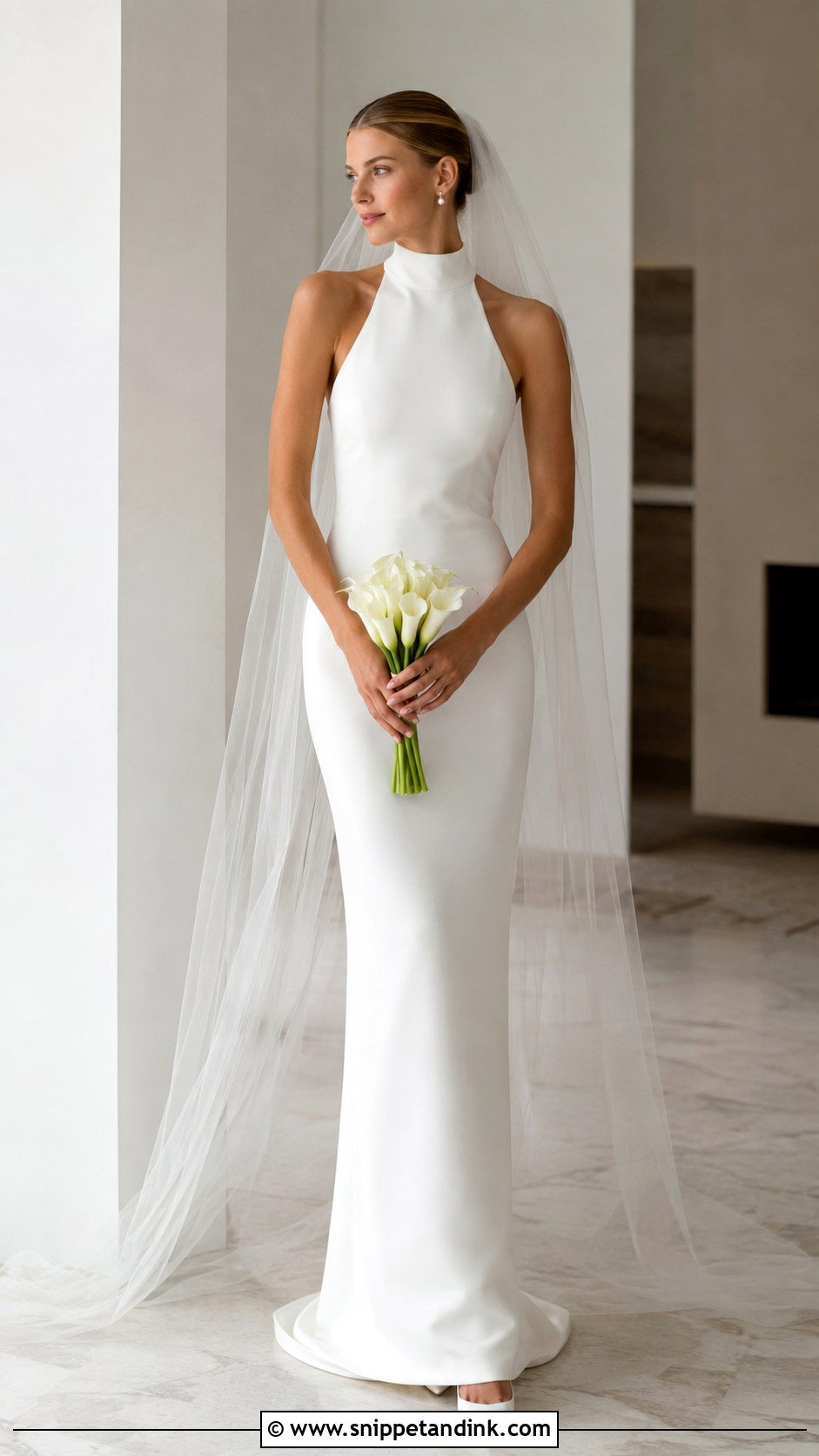 White High Neck Wedding Gown - Snippet and Ink - 25 White Wedding Gowns