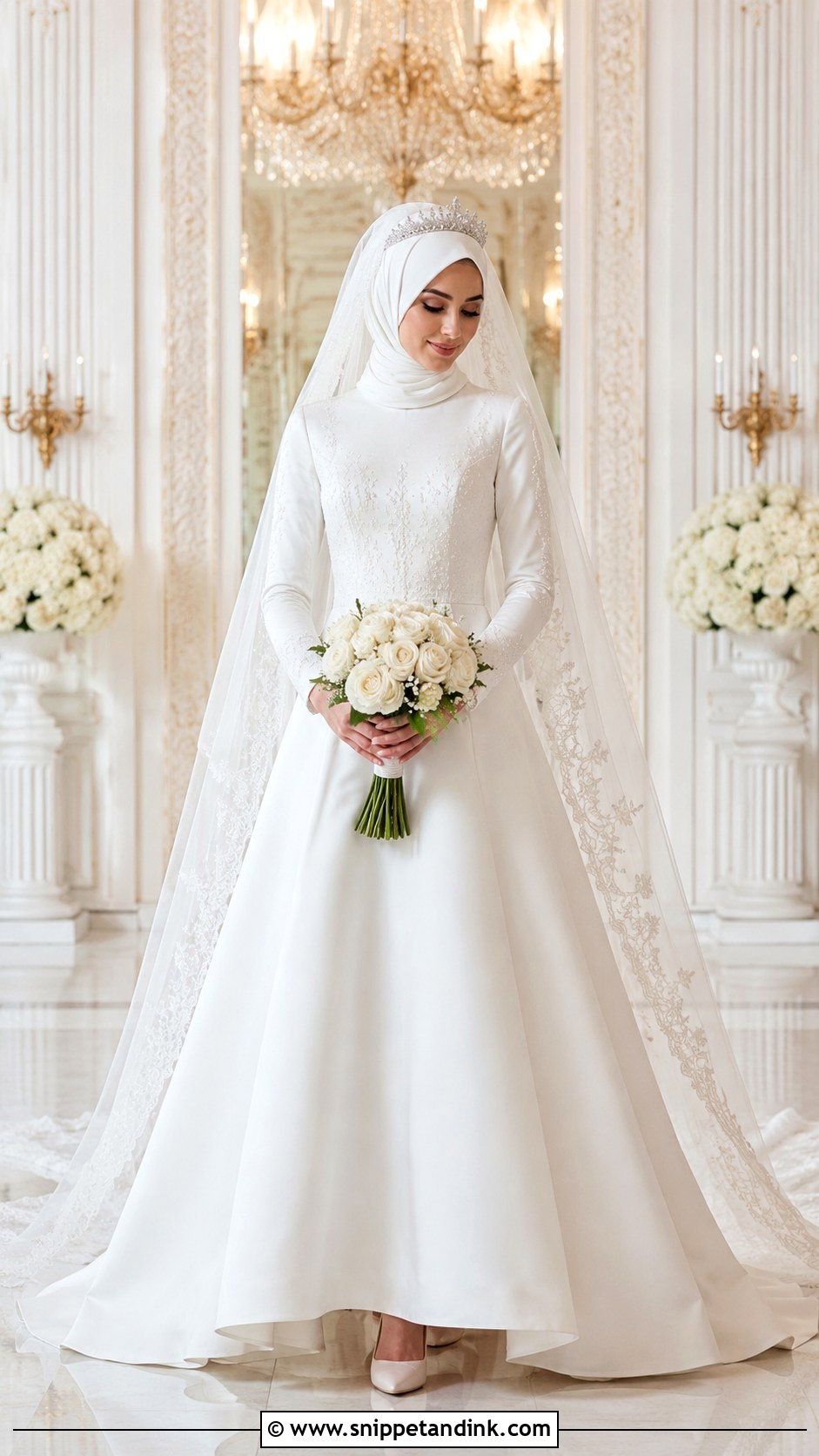 White Hijab Bridal Dress - Snippet and Ink - 25 Hijab Bridal Look Ideas
