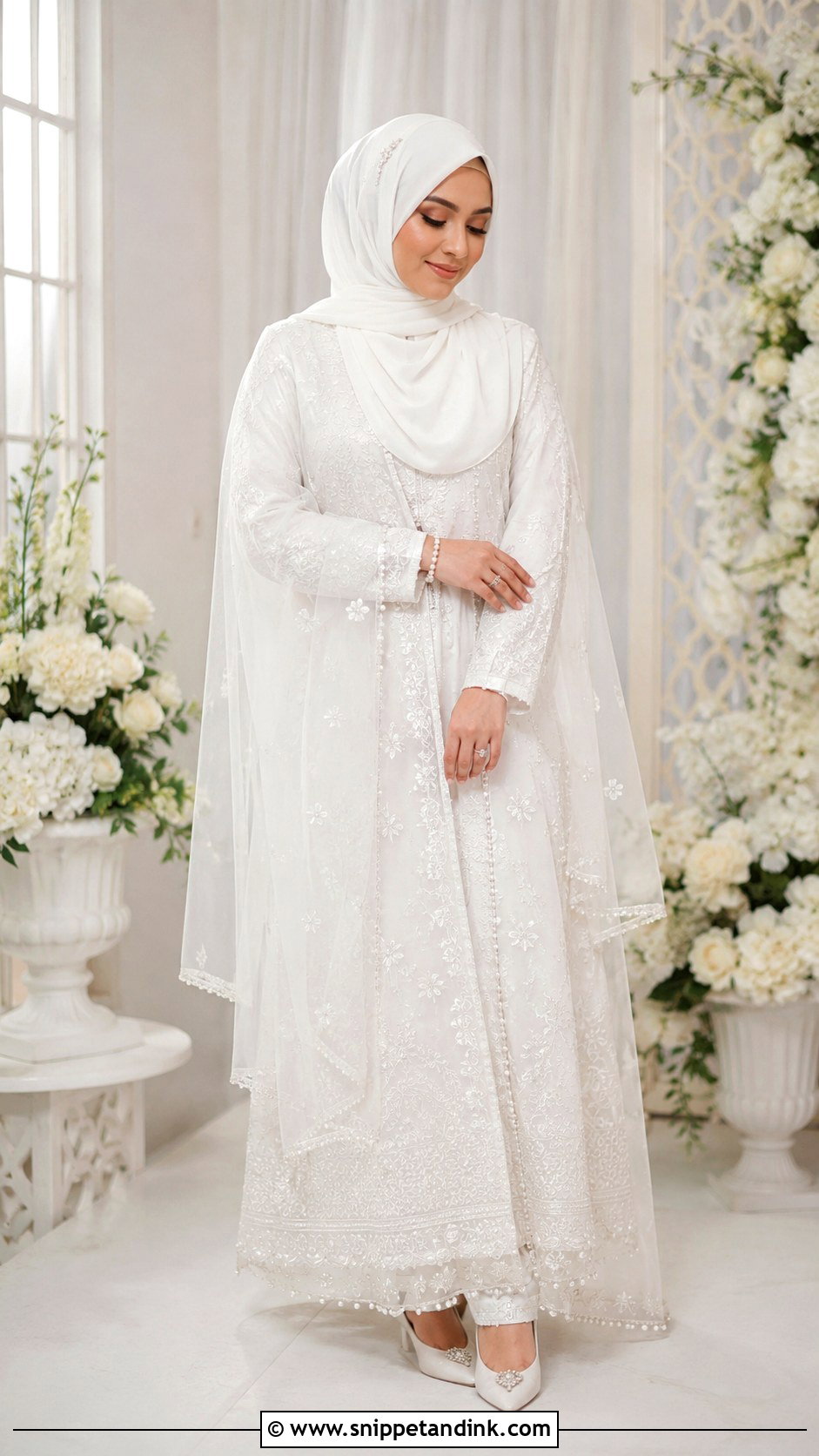 White Hijab Nikkah Outfit - Snippet and Ink - 25 White Nikkah Outfit Ideas