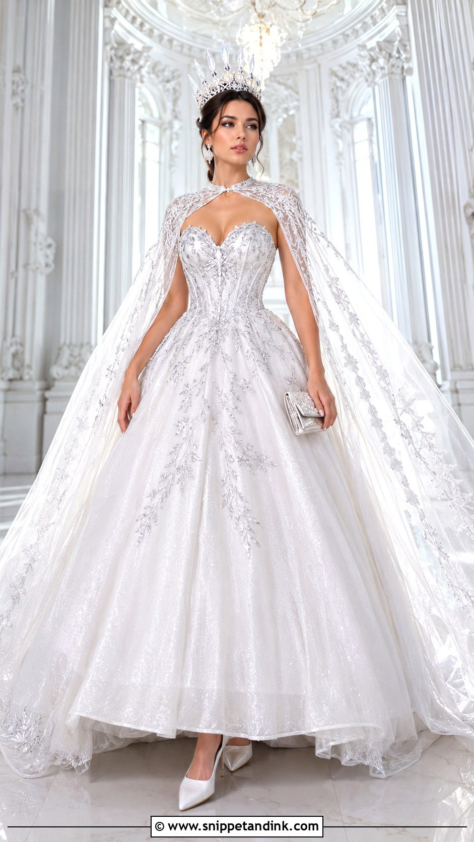 White Ice Queen Ball Gown - Snippet and Ink - 20 Ball Gown Fantasy Royal Ideas