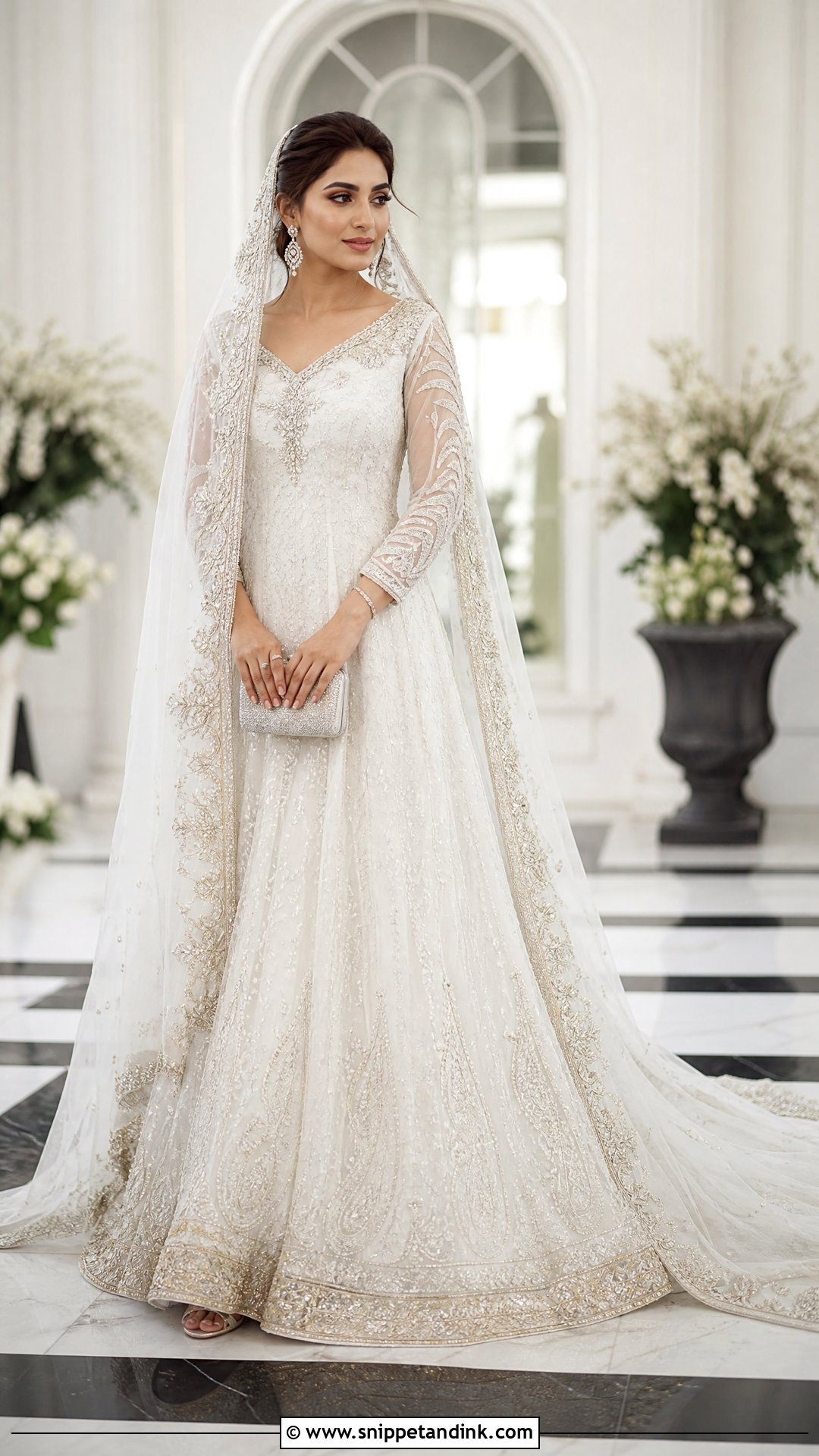 White Indian Embroidered Wedding Gown - Snippet and Ink - 20 Indian Bridal Photos Wedding Dresses