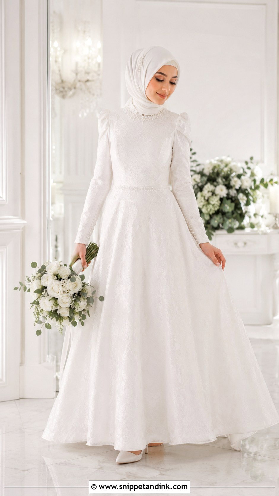 White Islamic Wedding Dress With Hijab - Snippet and Ink - 25 Islamic Wedding Dress Hijab Bride Ideas