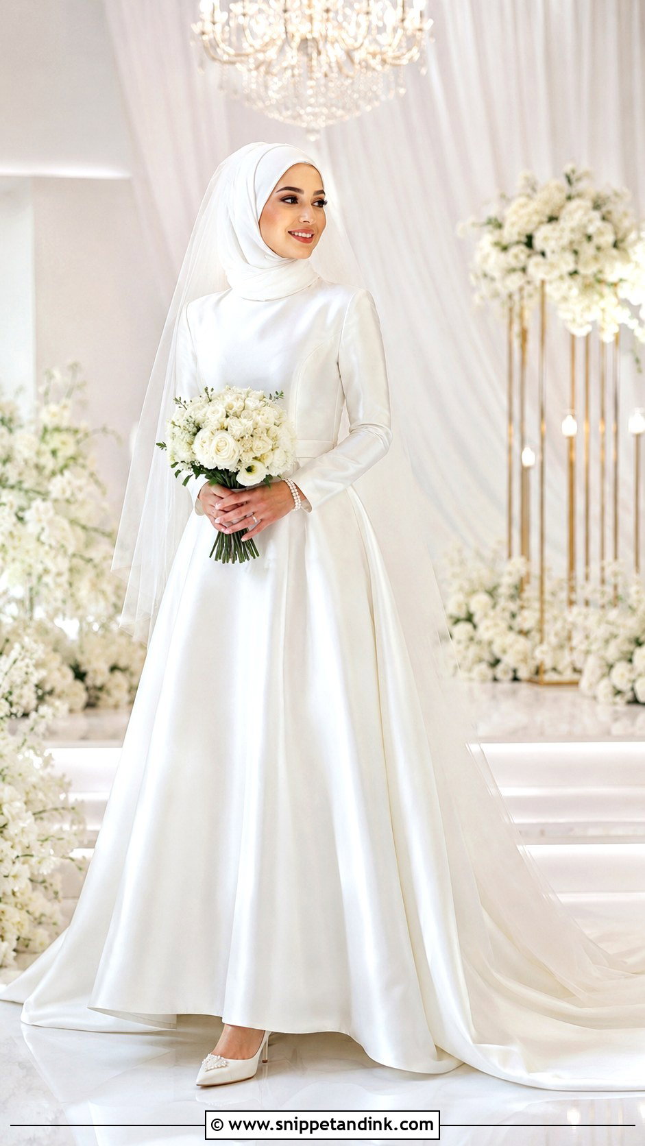 White Islamic Wedding Dress With Hijab - Snippet and Ink - 30 Islamic Wedding Dress Ideas