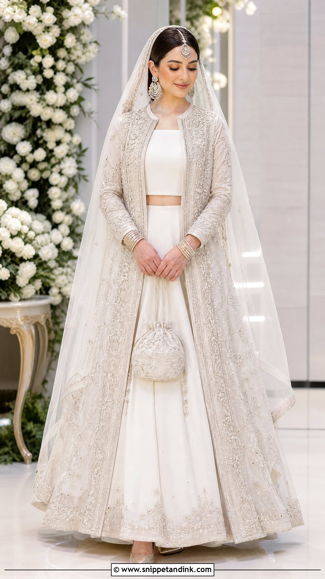 White Jacket Lehenga Nikah Dress - Snippet and Ink - 20 White Nikah Dress Pakistani Bridal Ideas