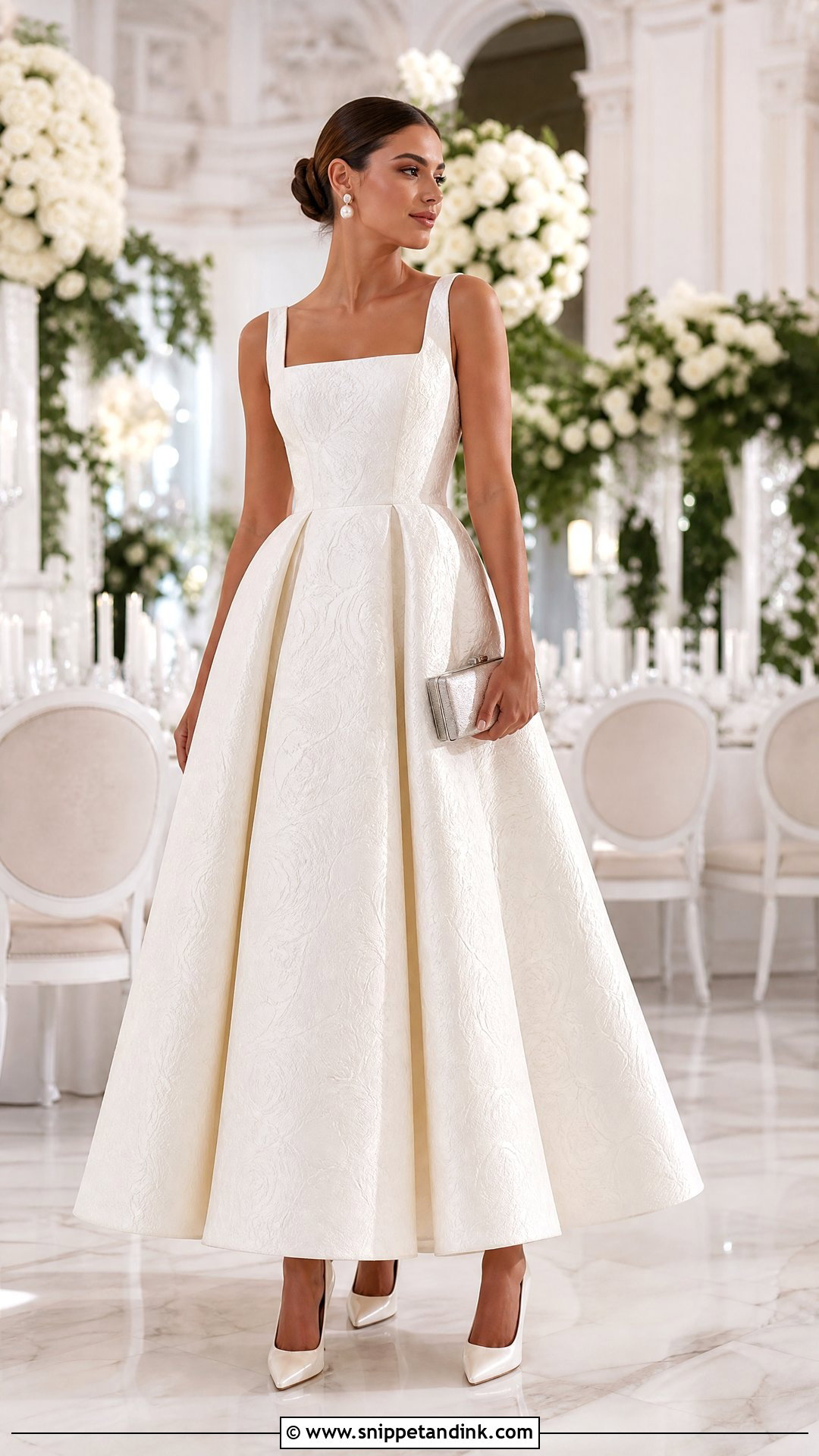 White Jacquard Ball Gown - Snippet and Ink - 20 Simple Elegant White Gowns