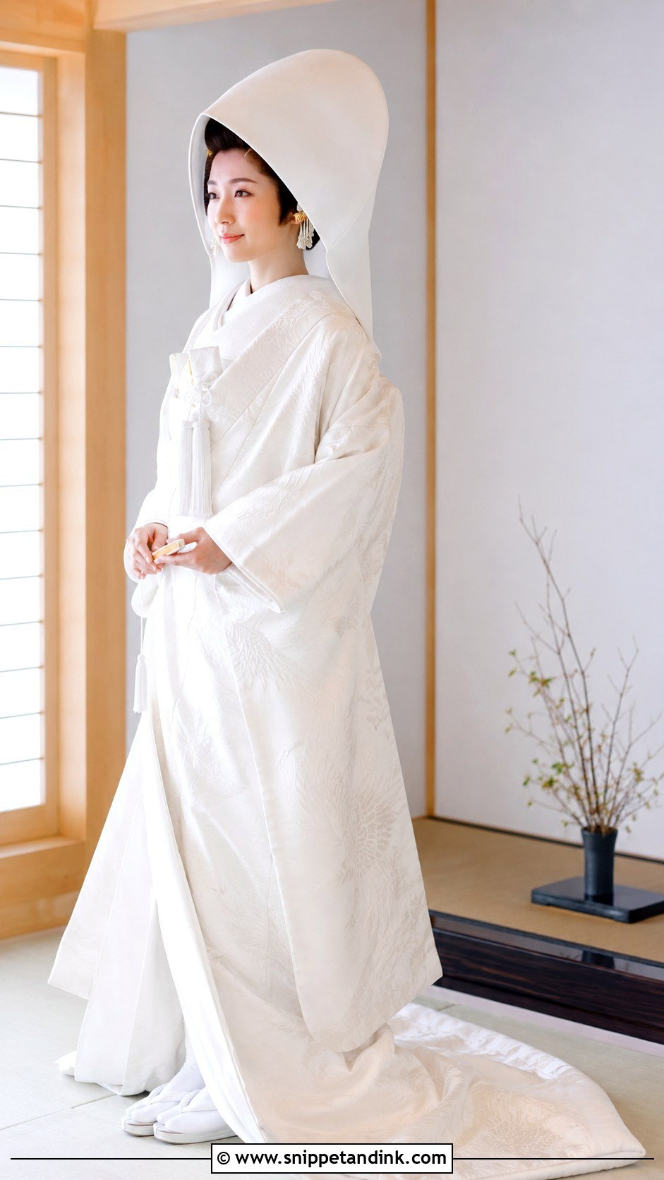White Japanese Shiromuku Wedding Kimono - Snippet and Ink - 20 Asian Wedding Dresses