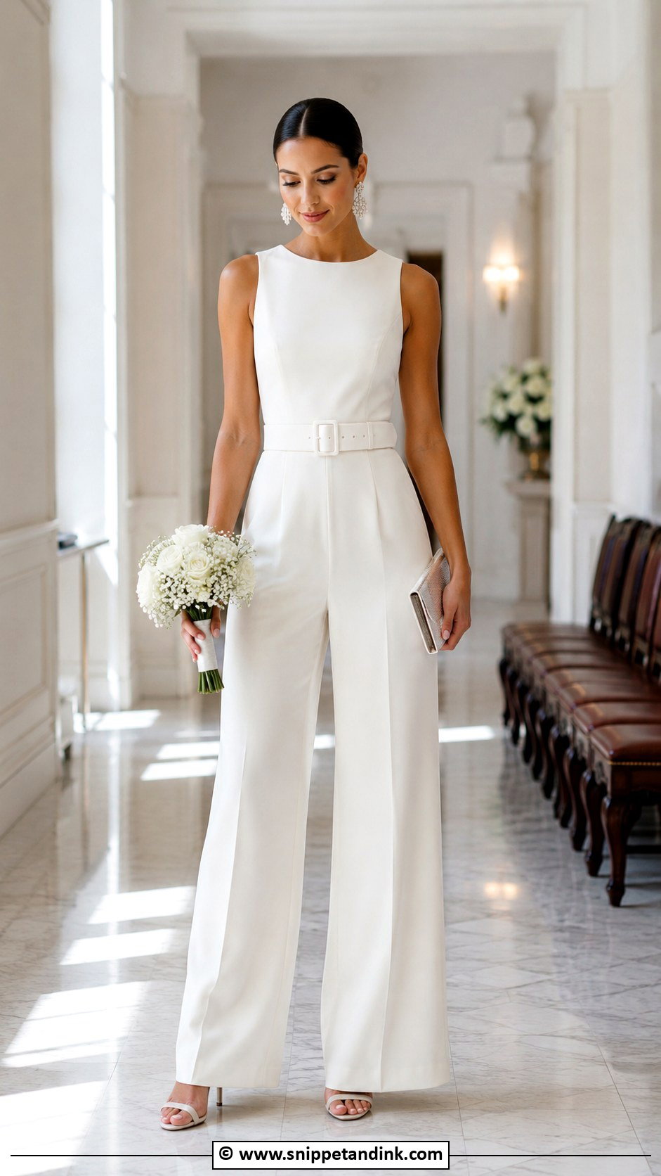 White Jumpsuit Court Wedding Outfit - Snippet and Ink - 30 Court Wedding Outfit the Bride Ideas