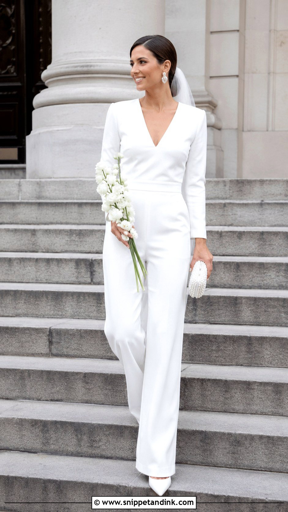 White Jumpsuit Court Wedding Outfit - Snippet and Ink - 20 Dress for Court Wedding Ideas