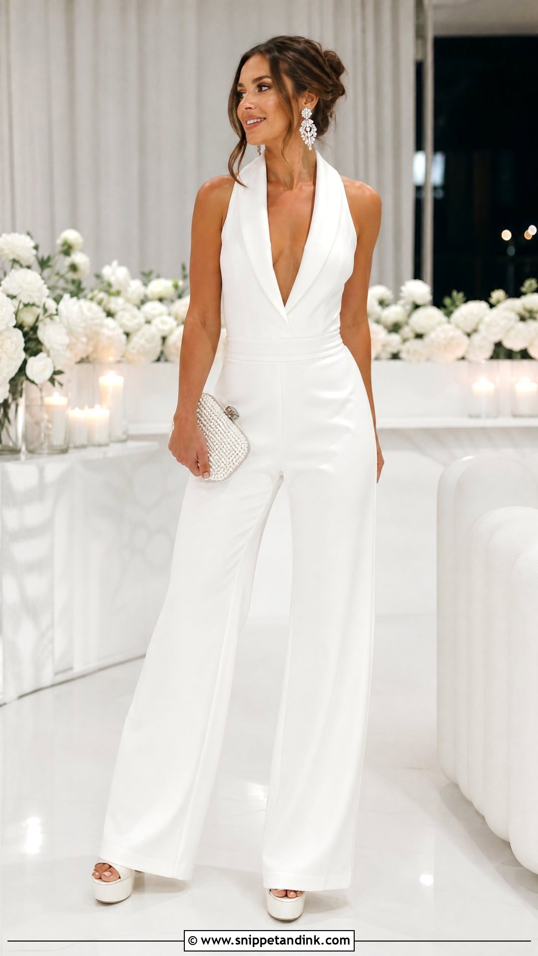 White Jumpsuit Outfit - Snippet and Ink - 30 After Party Dress for Bride Ideas