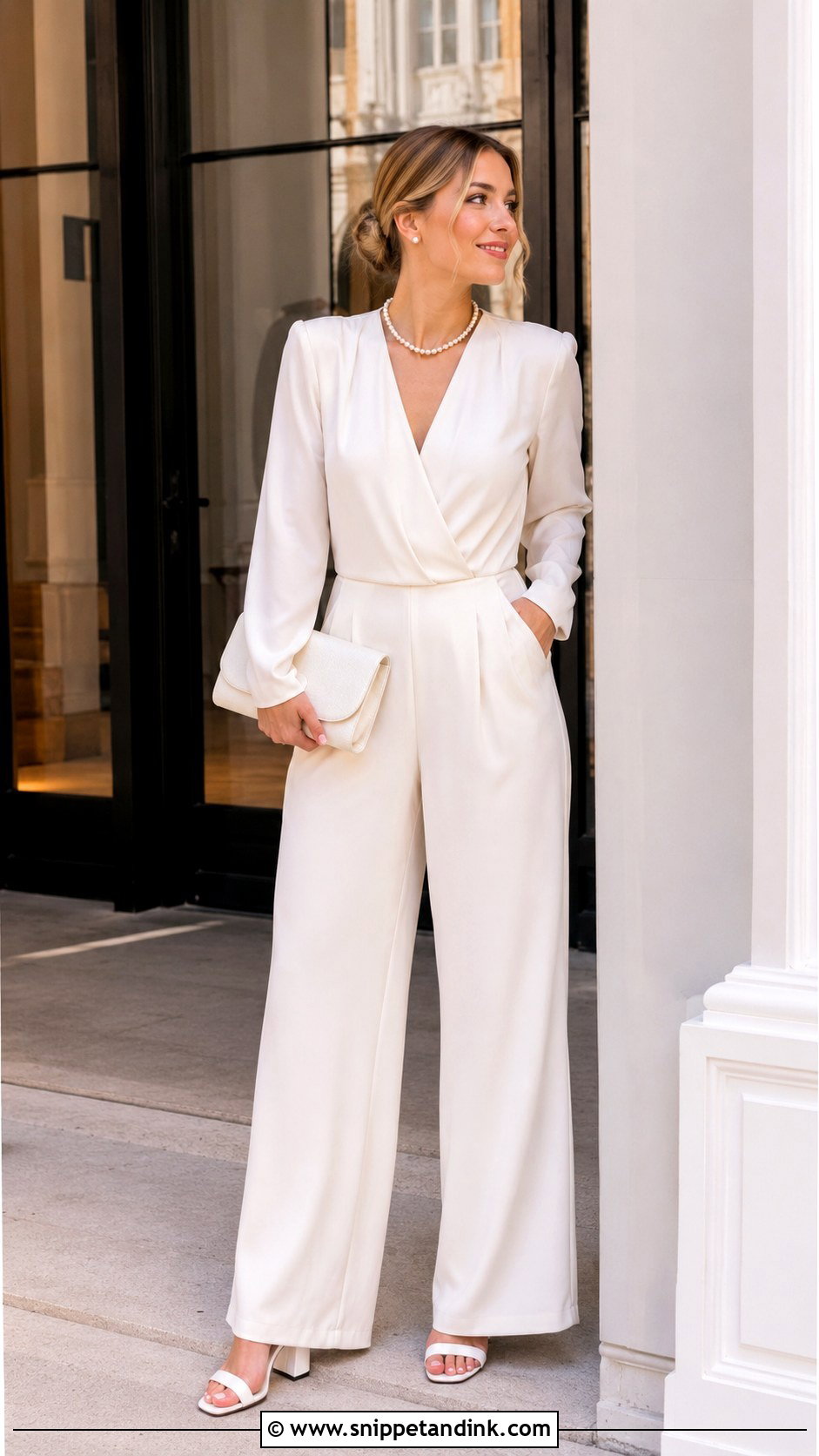 White Jumpsuit Registry Wedding Outfit - Snippet and Ink - 25 Registry Wedding Dress Ideas