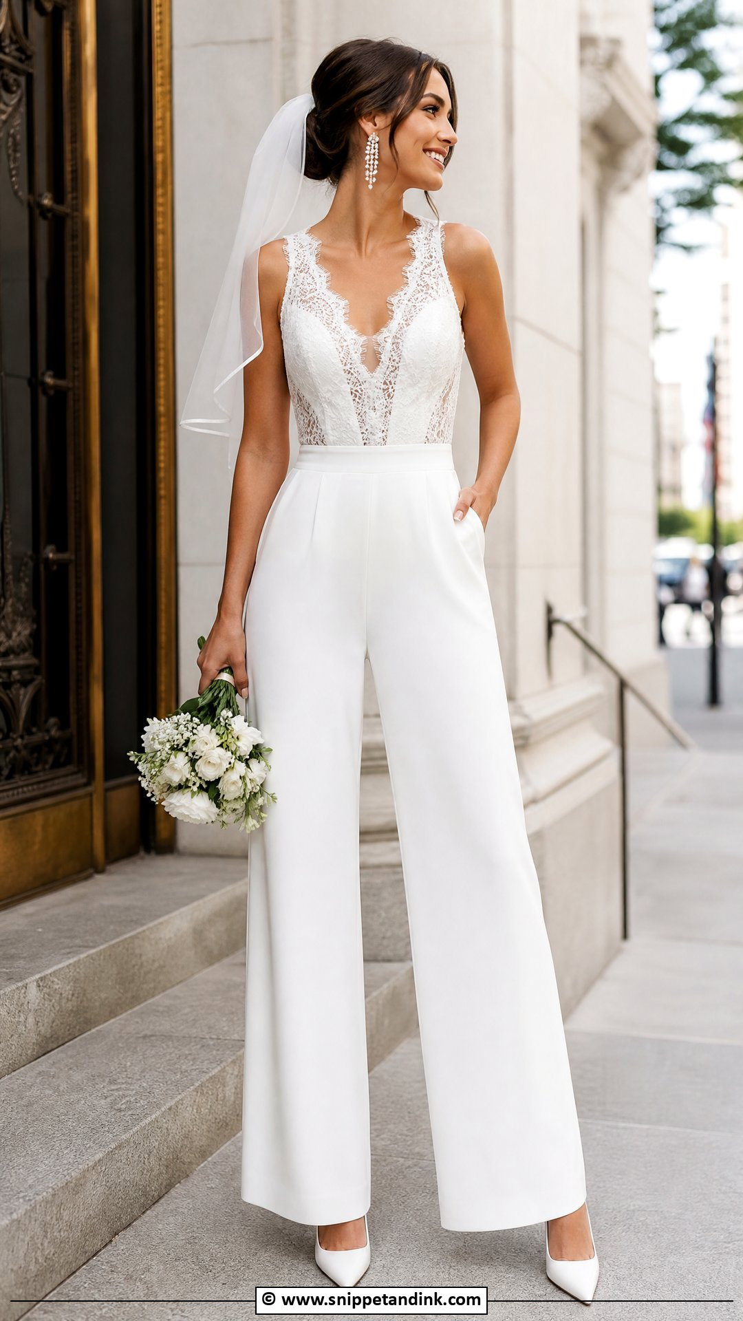 White Jumpsuit Wedding Dress - Snippet and Ink - 30 White Wedding Dress Ideas