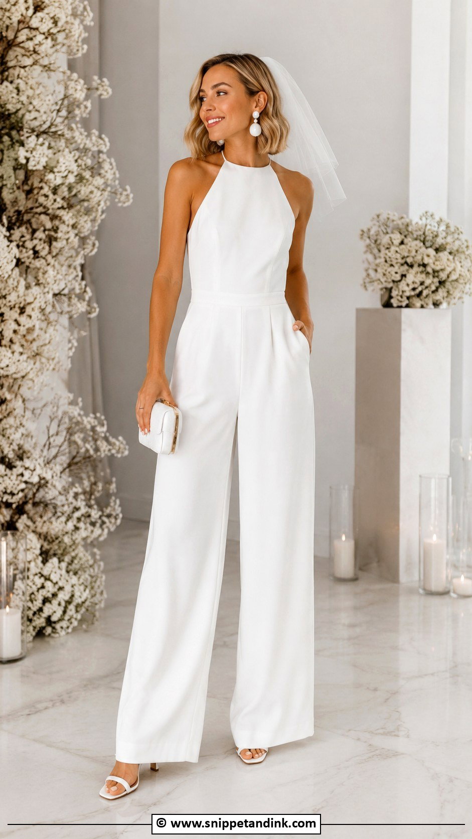White Jumpsuit Wedding Outfit - Snippet and Ink - 25 Cheap Wedding Dress Ideas