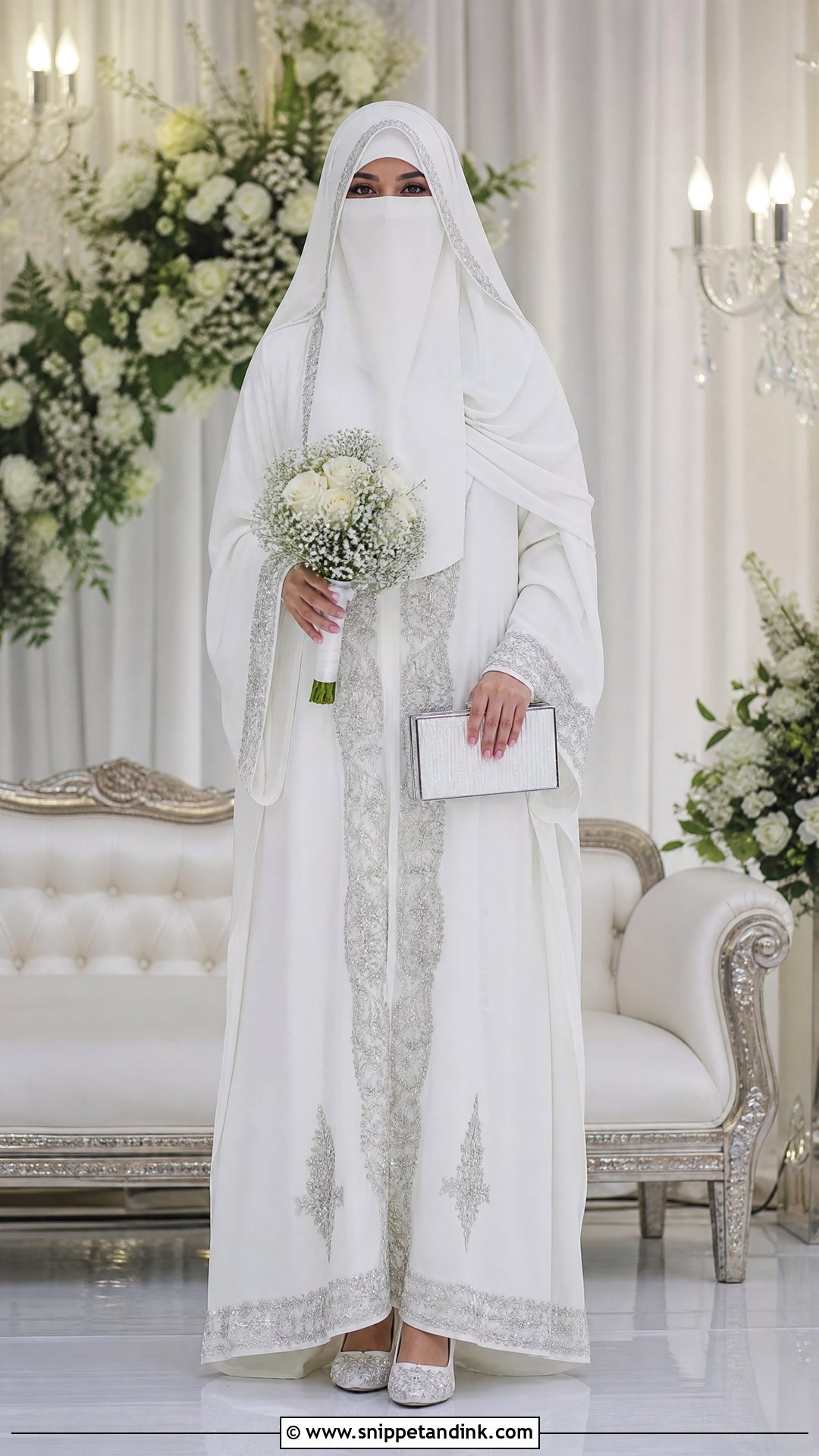 White Kaftan Niqab Wedding Dress - Snippet and Ink - 25 Niqab Wedding Dress Ideas