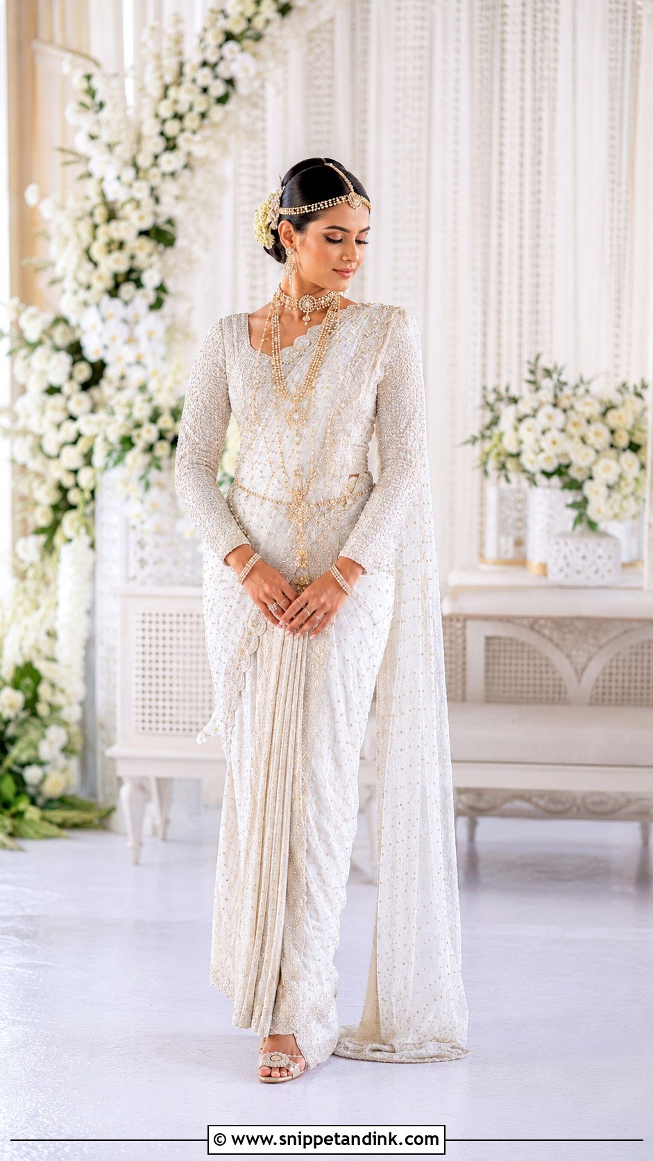 White Kandyan Bride Saree - Snippet and Ink - 25 Sri Lankan Bride Ideas