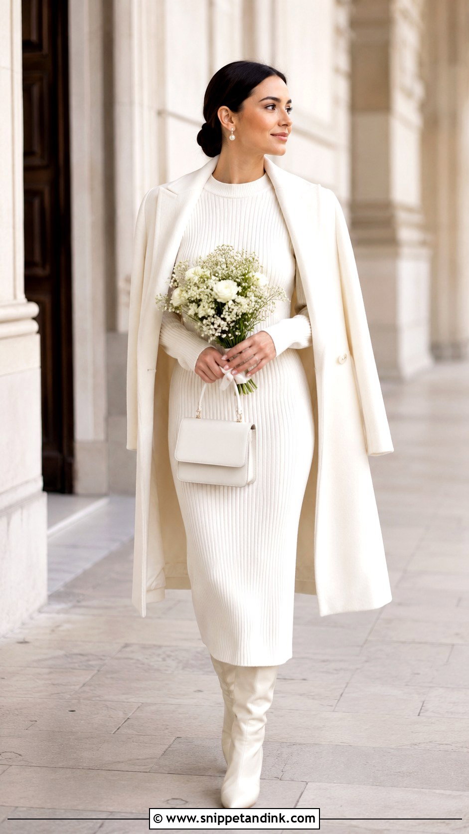 White Knit Dress Court Wedding Outfit - Snippet and Ink - 25 Court Wedding Outfits