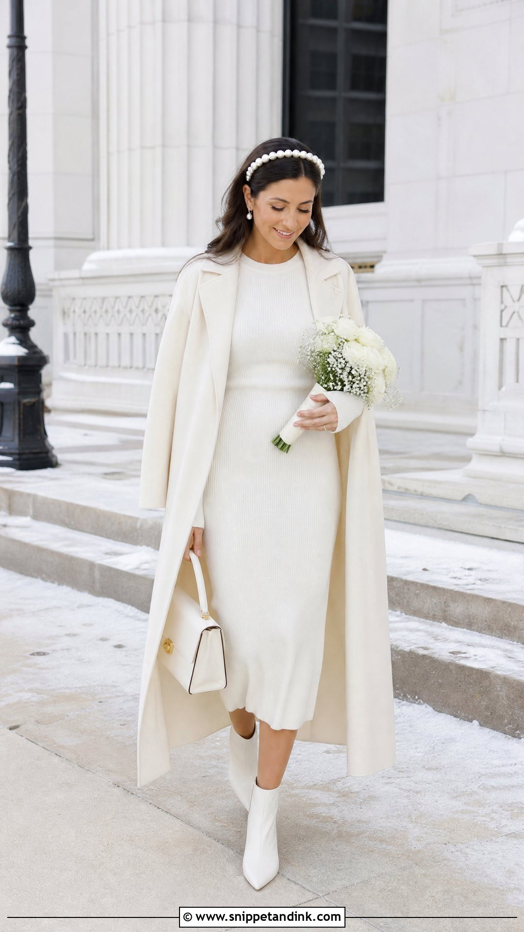White Knit Midi Dress for Civil Wedding - Snippet and Ink - 20 White Dress for Civil Wedding Ideas