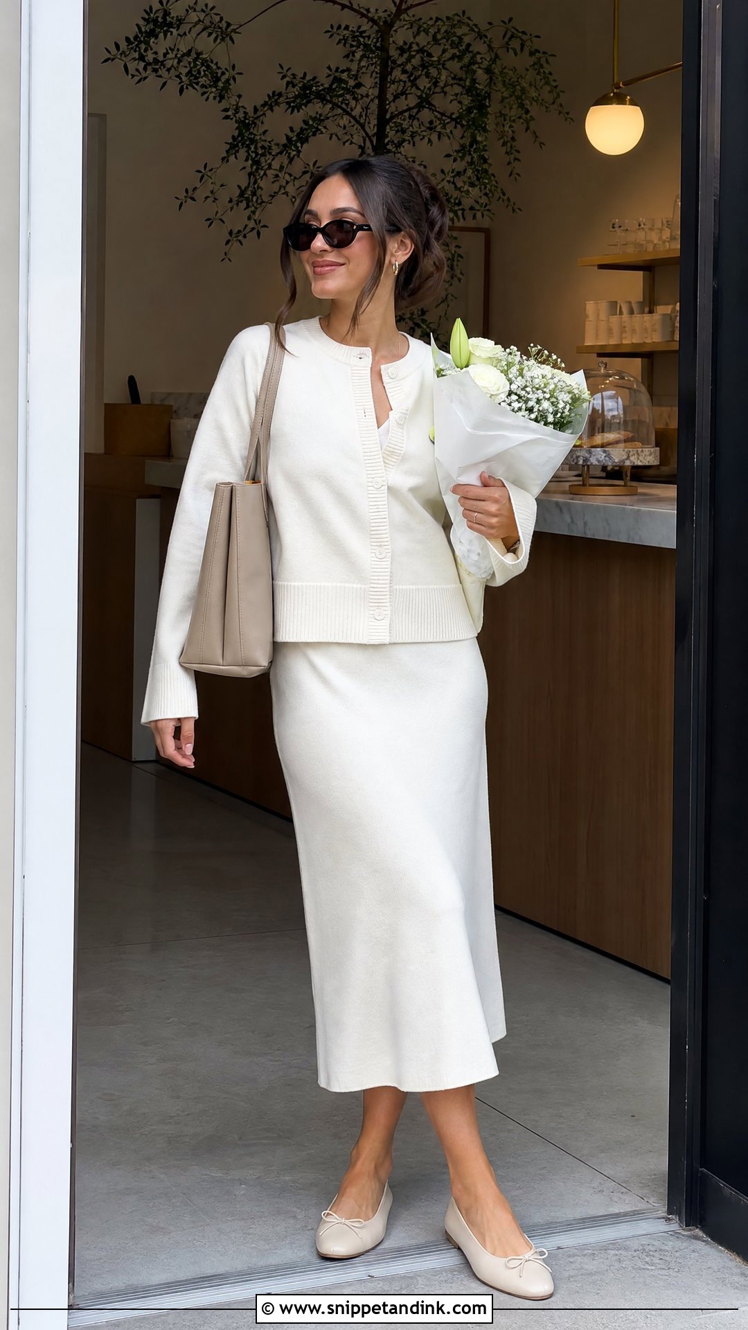 White Knit Set Post Wedding Brunch Outfit - Snippet and Ink - 20 Outfits for Bride