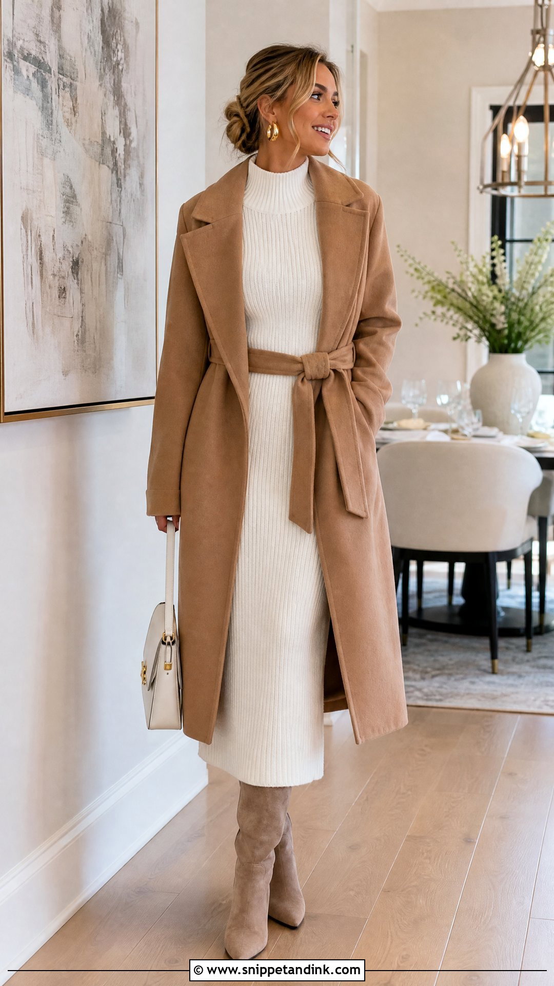 White Knit Winter Rehearsal Dinner Dress - Snippet and Ink - 20 Winter Rehearsal Dinner Dress Ideas