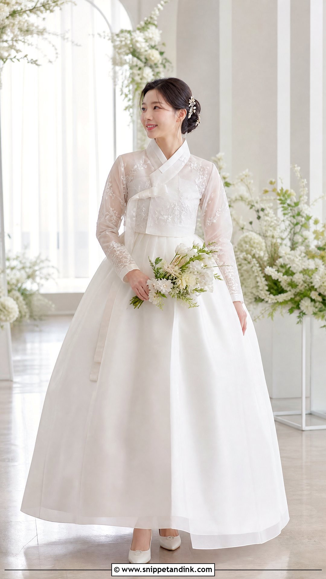 White Korean Hanbok Wedding Dress - Snippet and Ink - 25 Korean Bride Dress Ideas