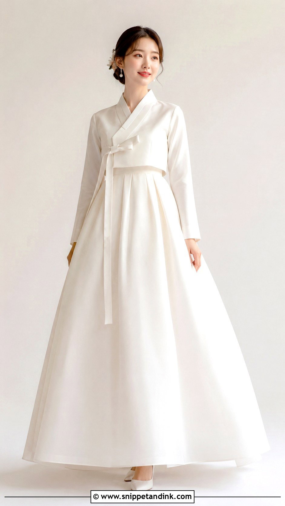 White Korean Wedding Gown With Jeogori Top - Snippet and Ink - 25 Korean Wedding Gown Ideas