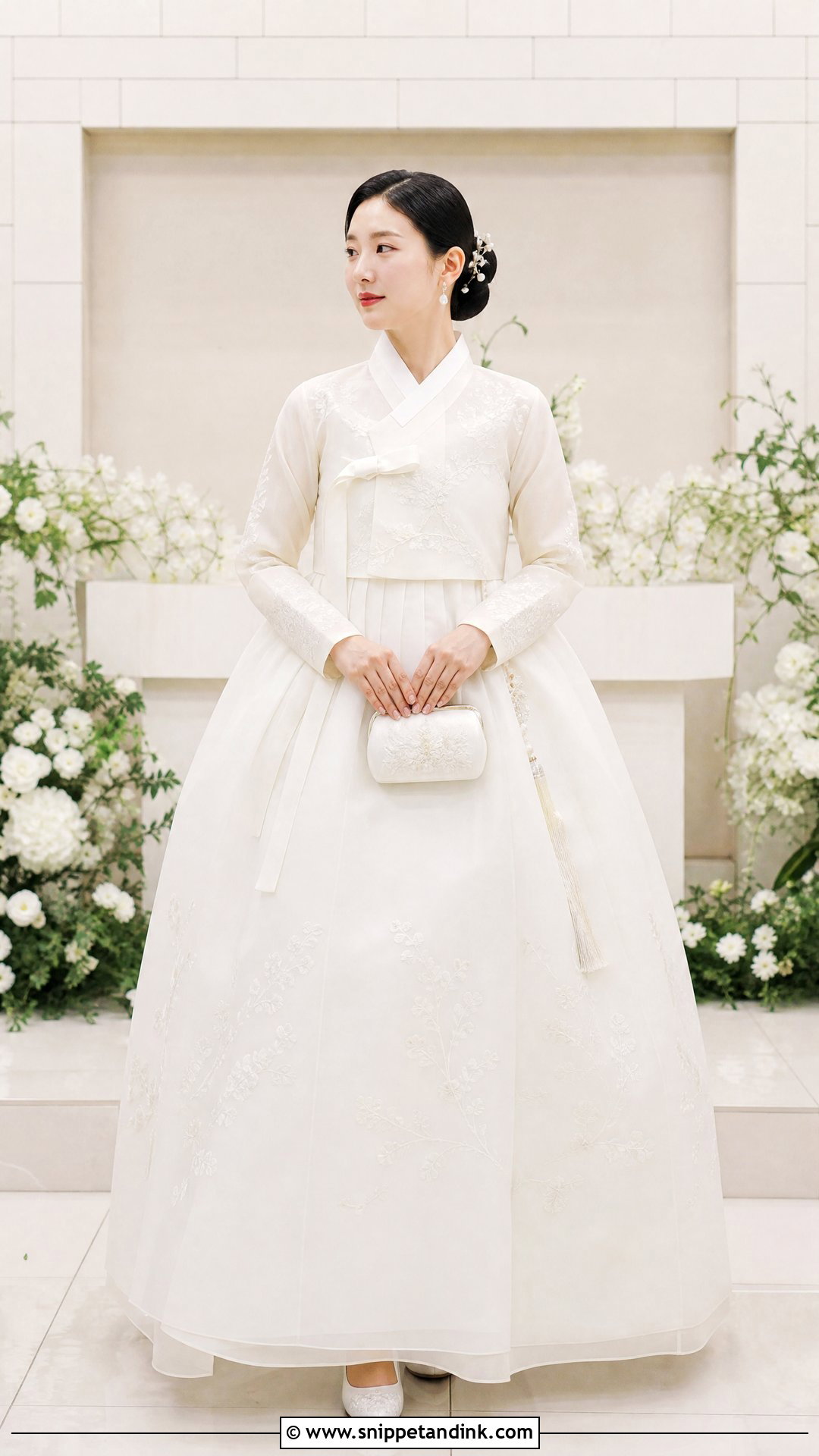 White Korean Wedding Hanbok Gown - Snippet and Ink - 25 Korean Wedding Dress Gowns
