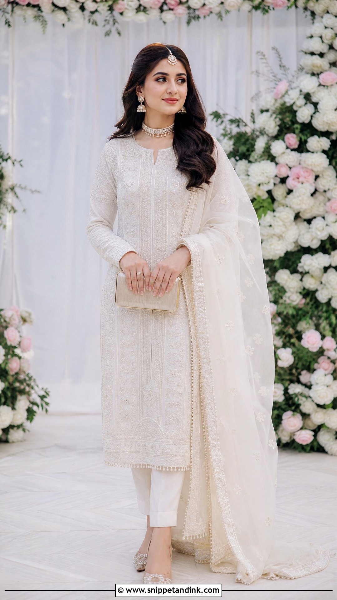 White Kurta And Straight Pants Nikah Dress - Snippet and Ink - 20 White Nikah Dress Pakistani Bridal Ideas