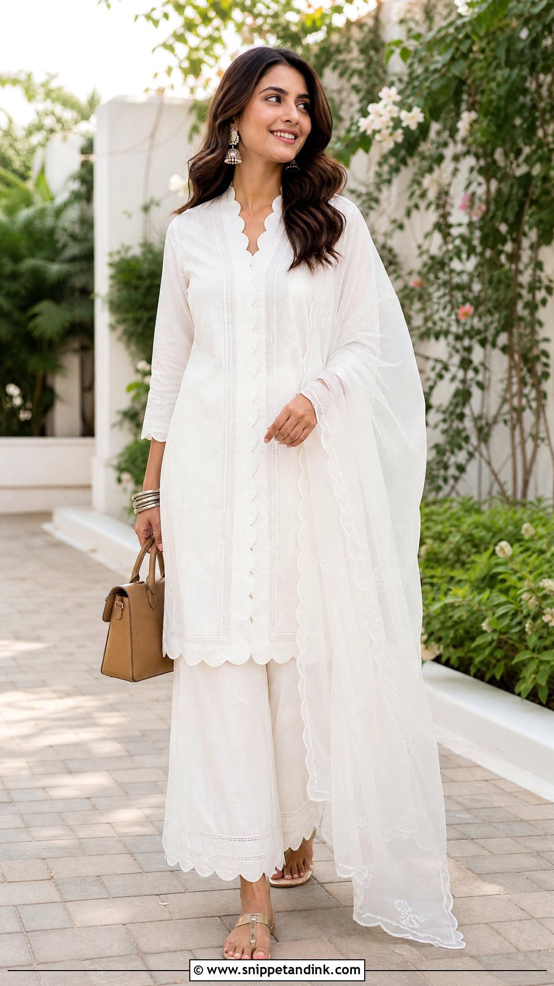 White Kurta With Palazzo Pants - Snippet and Ink - 20 Simple White Indian Dress Ideas