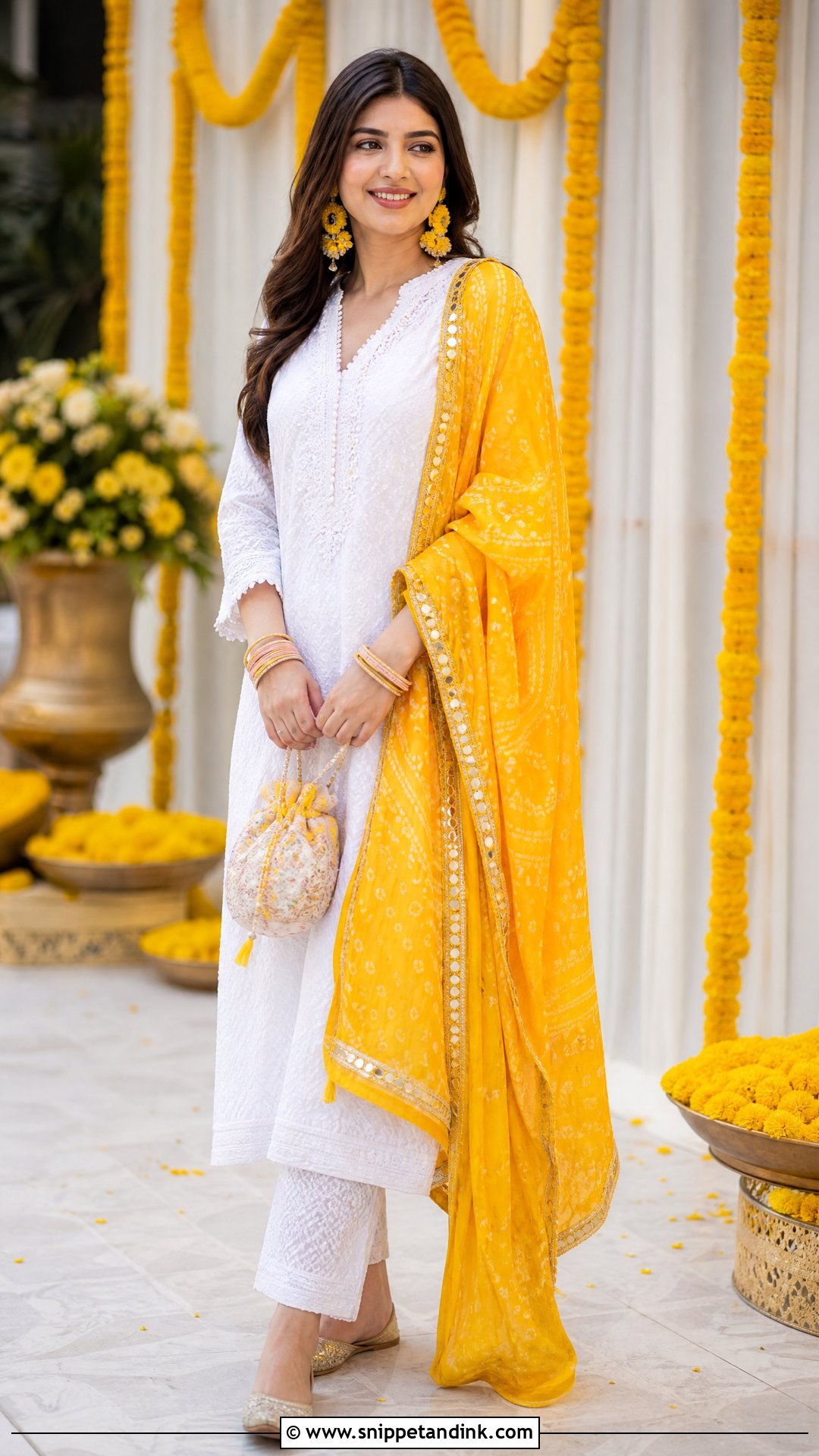 White Kurta With Yellow Dupatta for Haldi Function - Snippet and Ink - 25 Dress for Haldi Function Indian Weddings Ideas