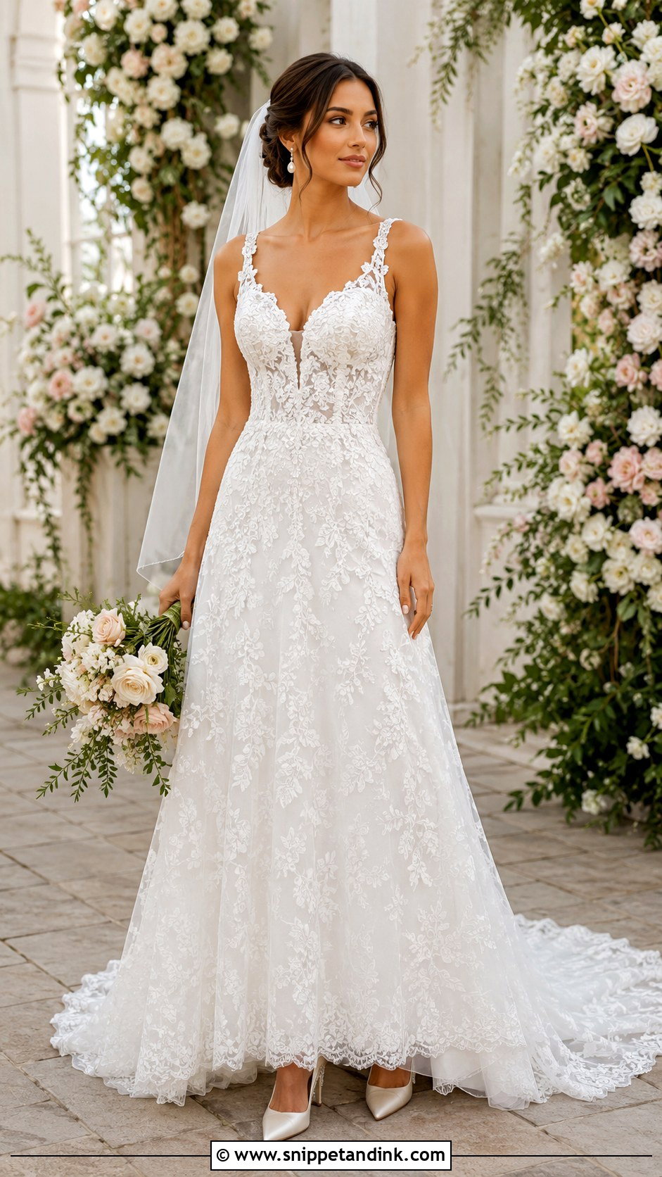 White Lace A Line Wedding Dress - Snippet and Ink - 25 White Lace Wedding Dress Ideas