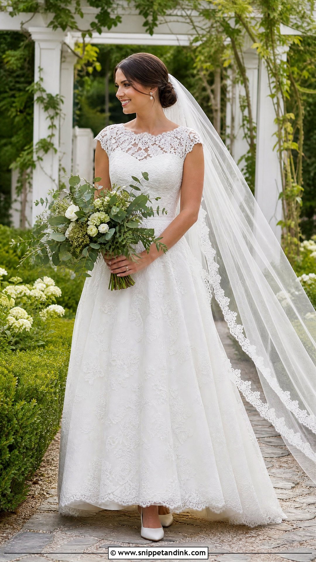 White Lace A Line Wedding Dress - Snippet and Ink - 20 White Dresses for Wedding