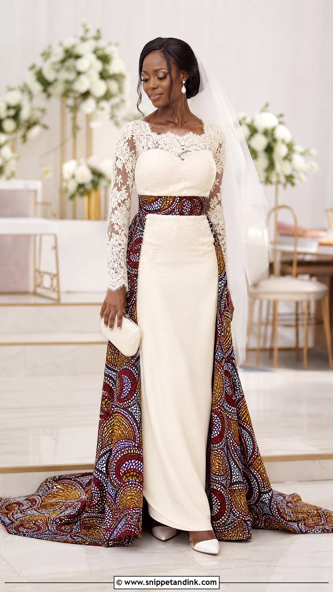 White Lace And Ankara Wedding Dress - Snippet and Ink - 25 Ankara Wedding Dress Ideas