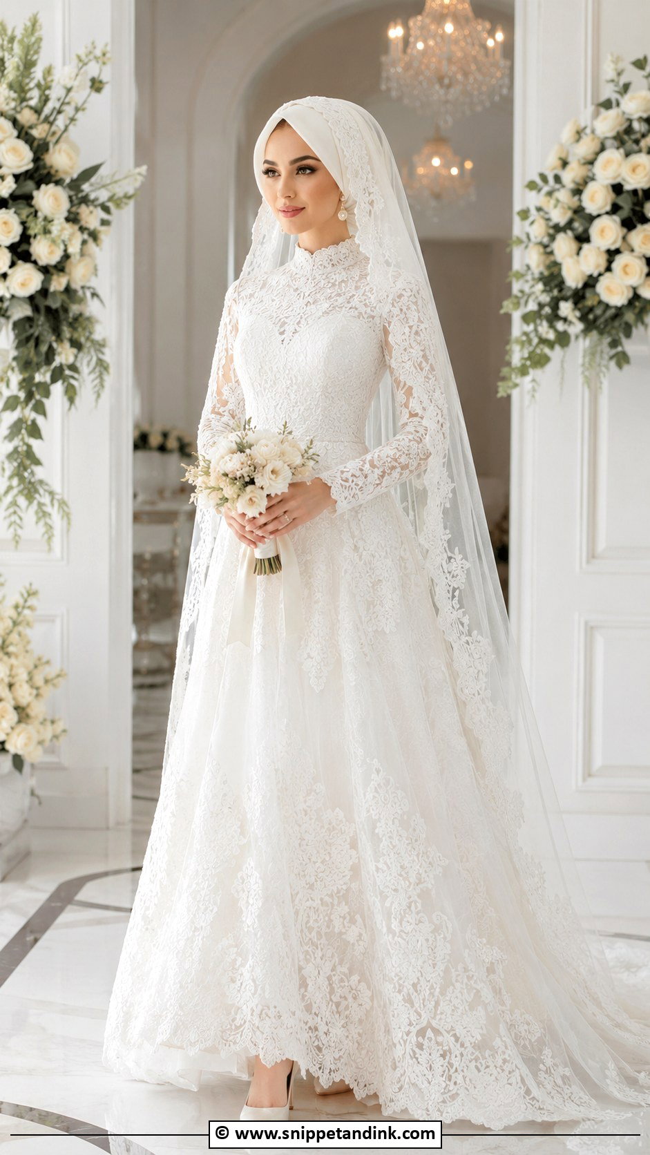 White Lace Arabic Muslim Wedding Dress - Snippet and Ink - 25 Arabic Muslim Wedding Dress Ideas