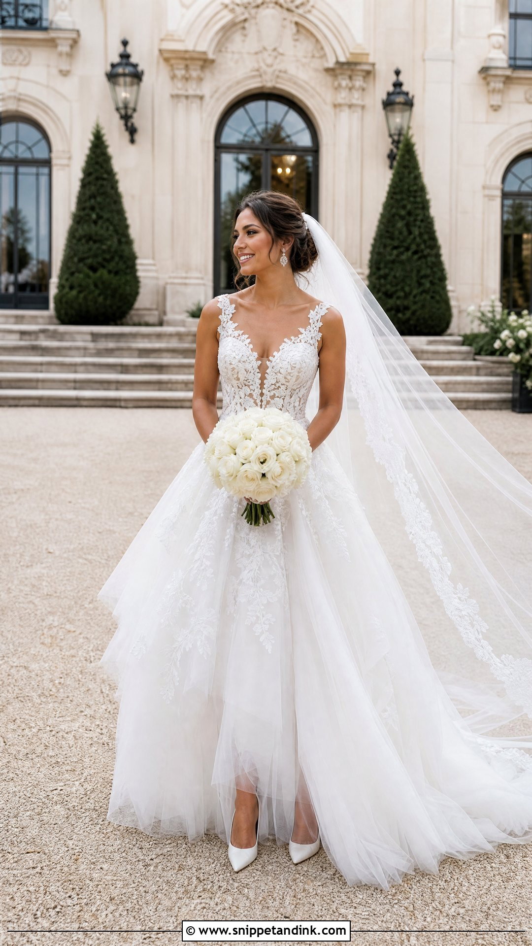 White Lace Ball Gown Bridal Dress - Snippet and Ink - 20 White Bridal Dresses