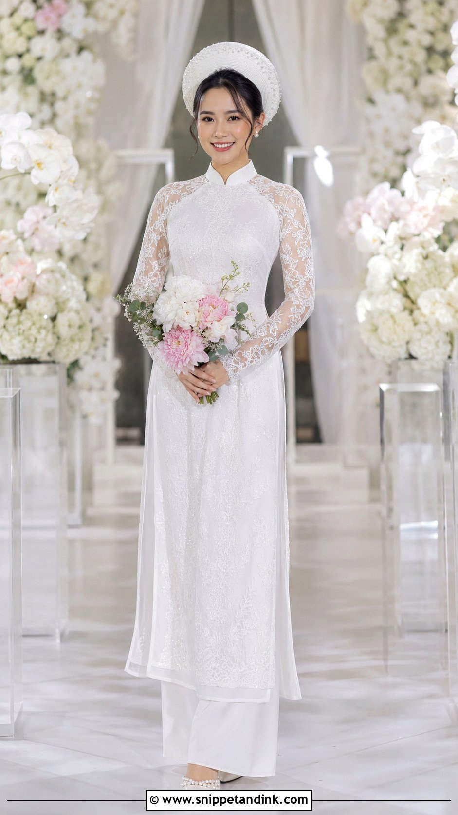 White Lace Bridal Ao Dai - Snippet and Ink - 20 Vietnamese Wedding Ao Dai Ideas