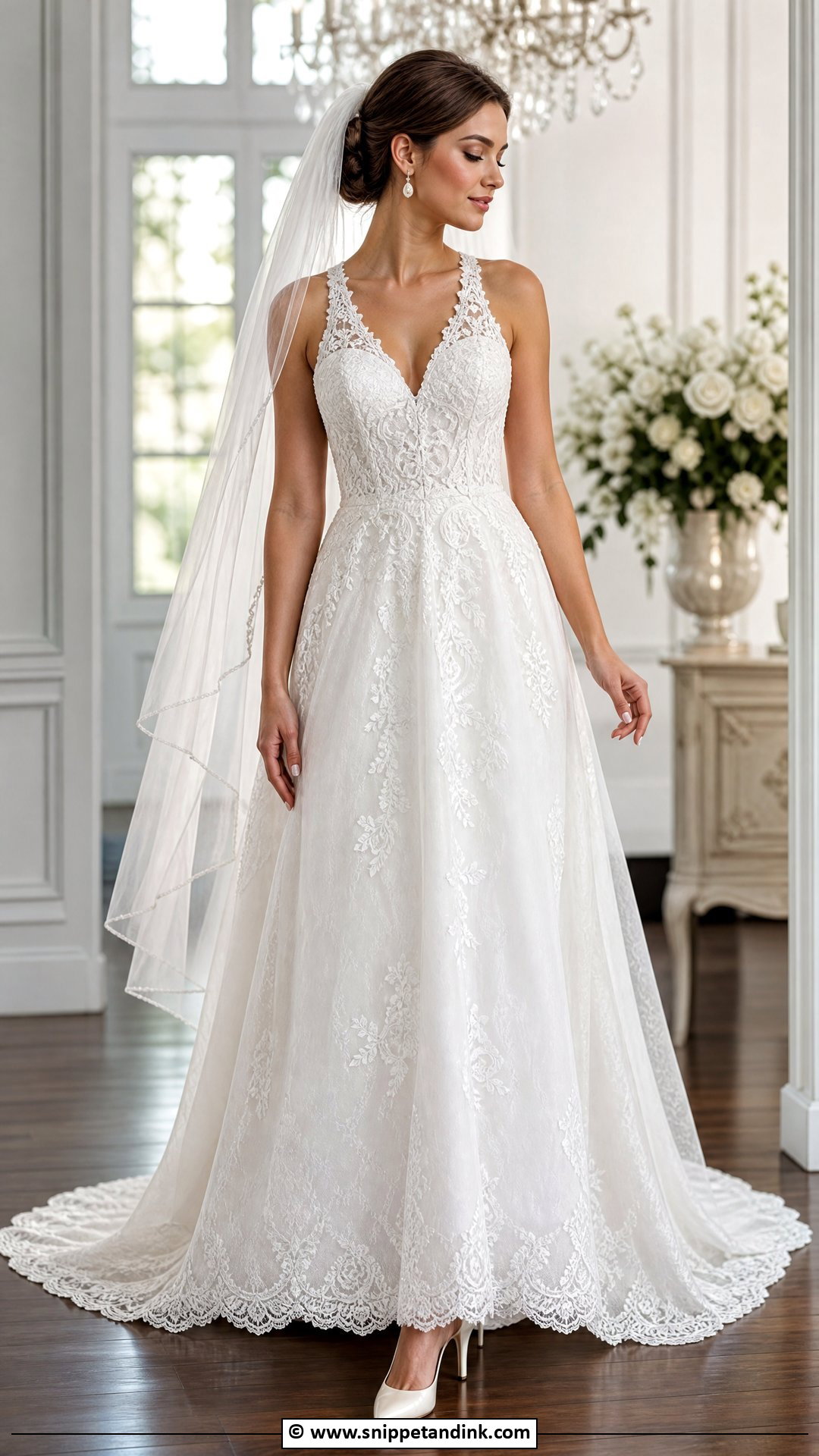 White Lace Bridal Gown - Snippet and Ink - 35 Lace Gown Ideas