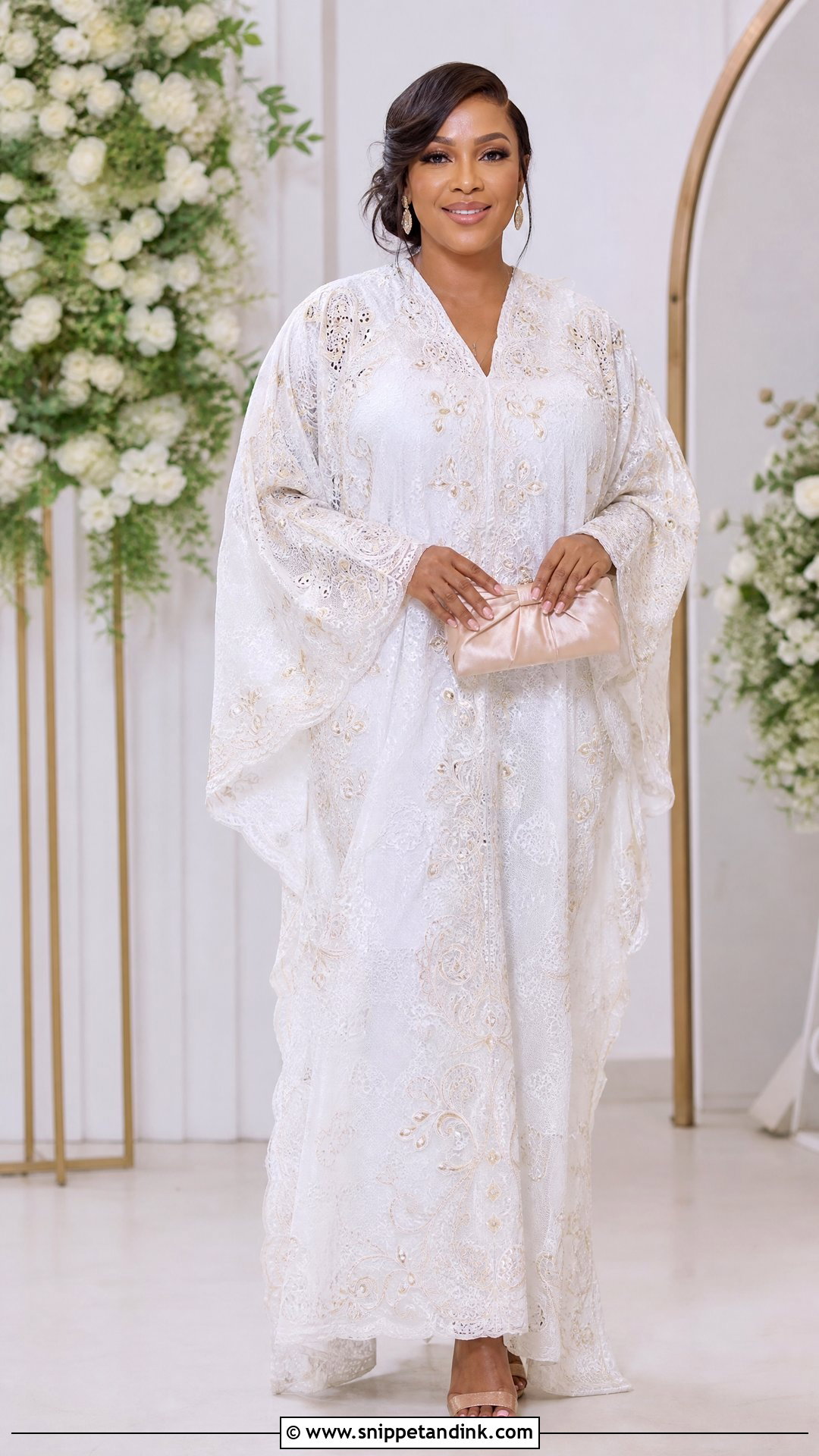 White Lace Bubu Gown With Embroidery - Snippet and Ink - 25 White Lace Bubu Gown Styles
