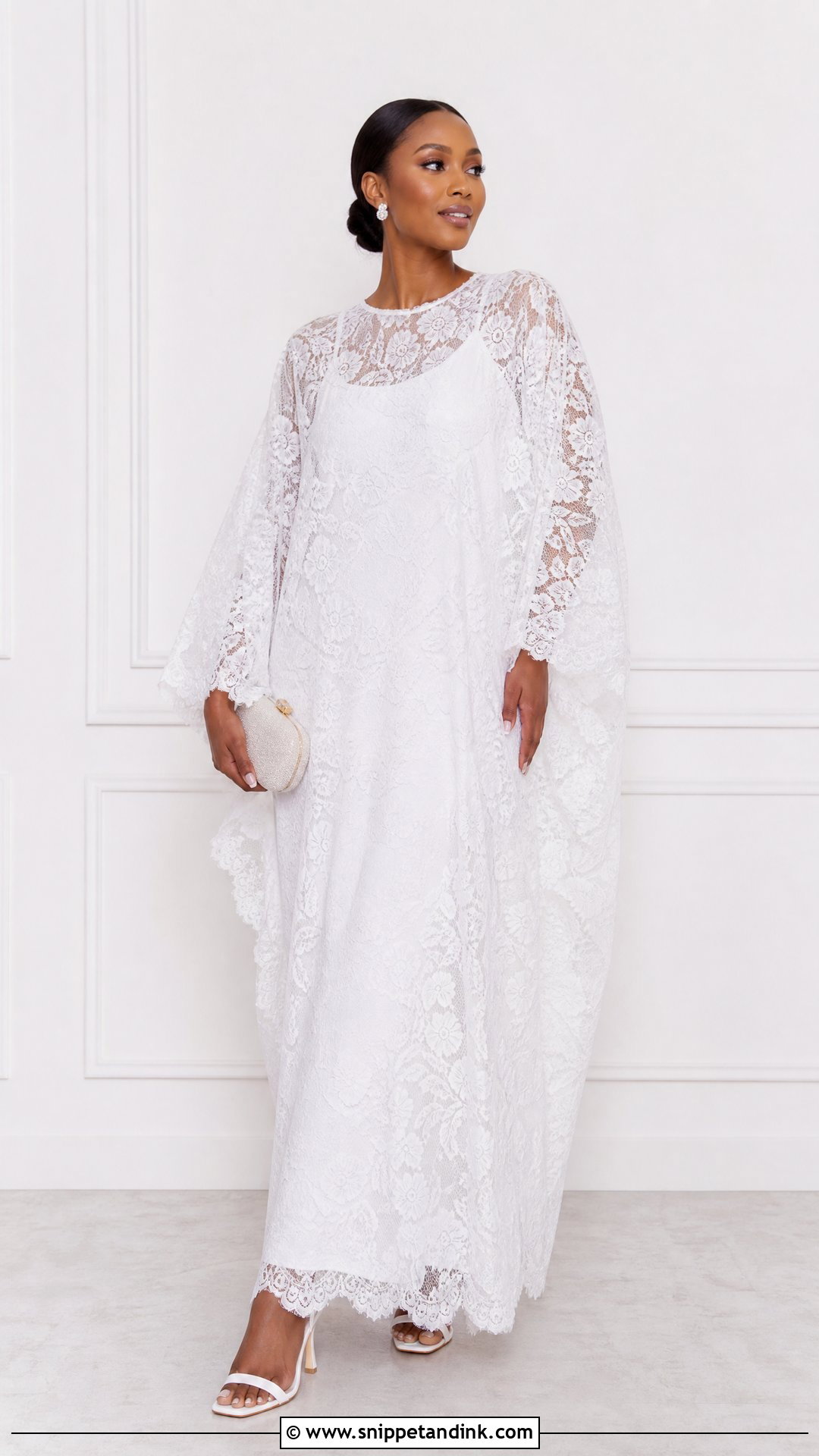 White Lace Bubu Gown With Inner Slip Dress - Snippet and Ink - 25 White Lace Bubu Gown Styles