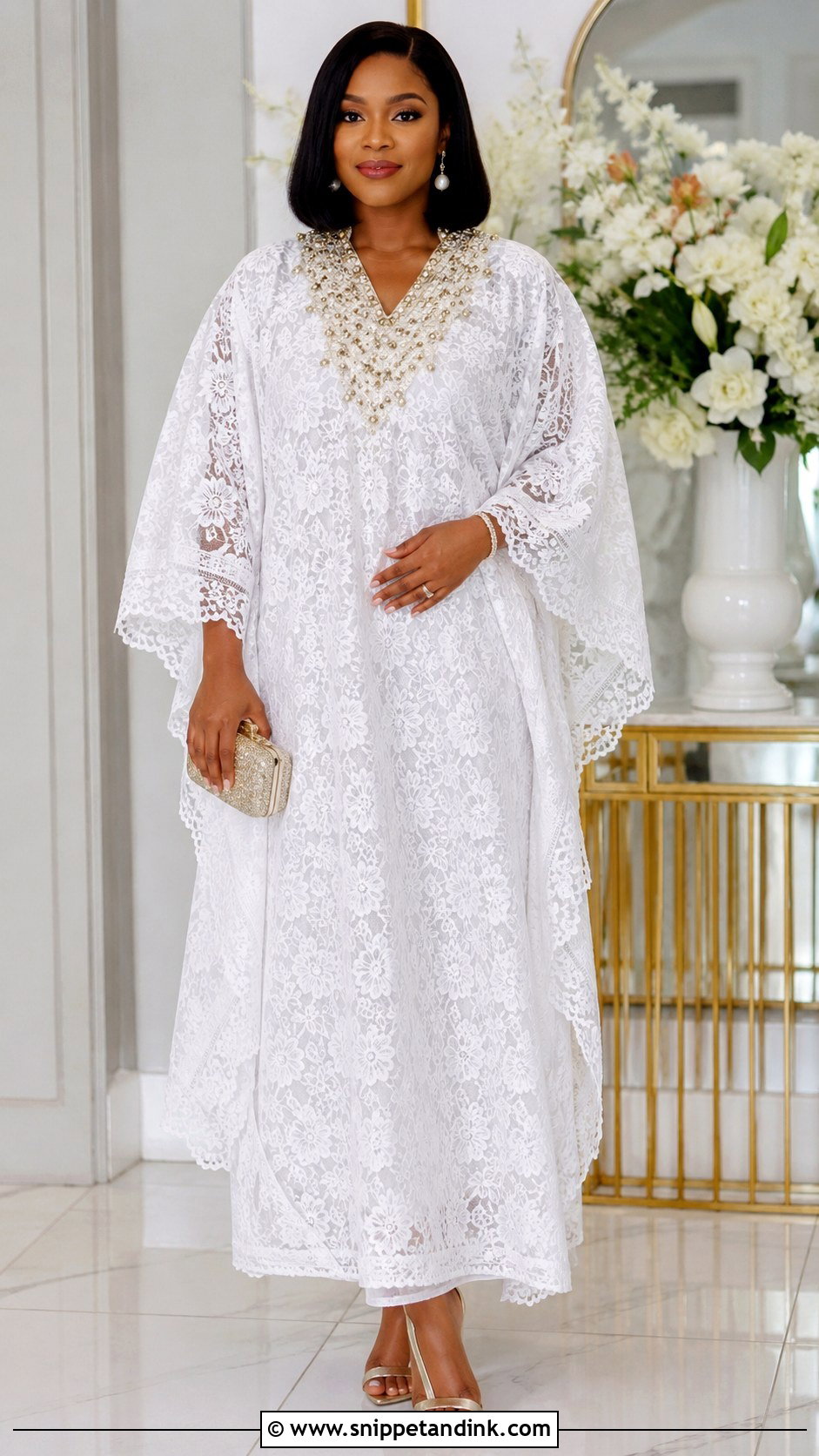 White Lace Bubu Gown - Snippet and Ink - 20 Bubu White Gown Styles