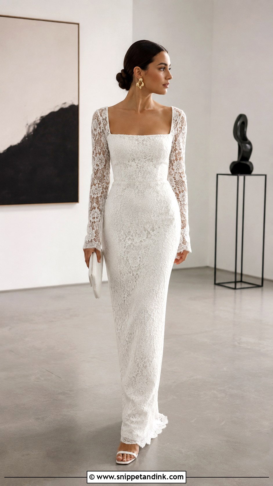 White Lace Column Wedding Dress - Snippet and Ink - 25 White Lace Wedding Dress Ideas
