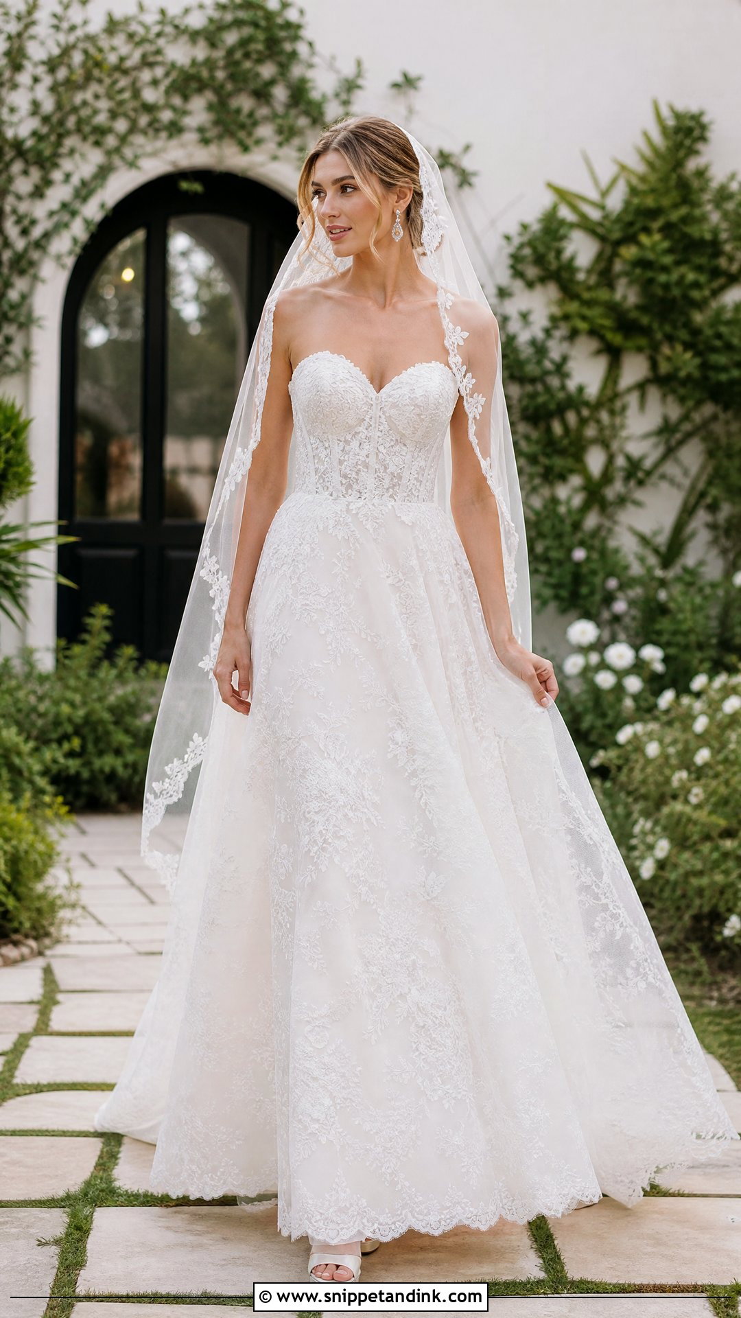 White Lace Corset A Line Wedding Dress - Snippet and Ink - 20 White Corset Wedding Dress Ideas