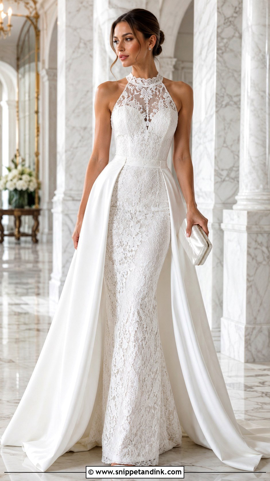 White Lace Gown With Overskirt - Snippet and Ink - 30 White Lace Gown Ideas