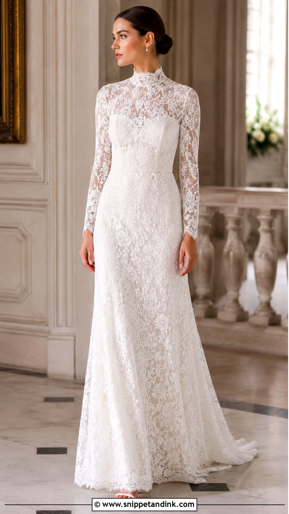 White Lace High Neck Wedding Dress - Snippet and Ink - 25 White Lace Wedding Dress Ideas