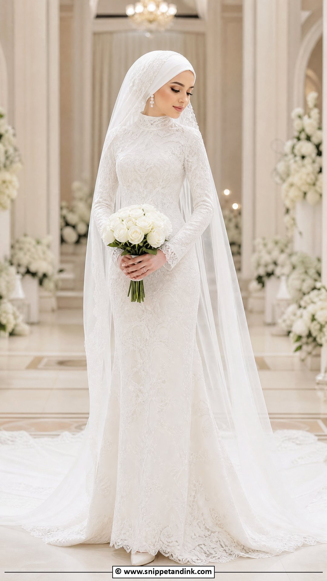 White Lace Hijab Bride - Snippet and Ink - 35 Hijab Bride Ideas