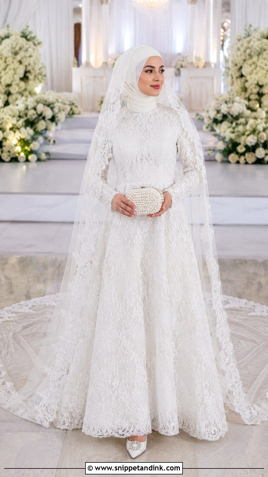 White Lace Hijab Wedding Dress - Snippet and Ink - 20 Islam Wedding Dress Ideas