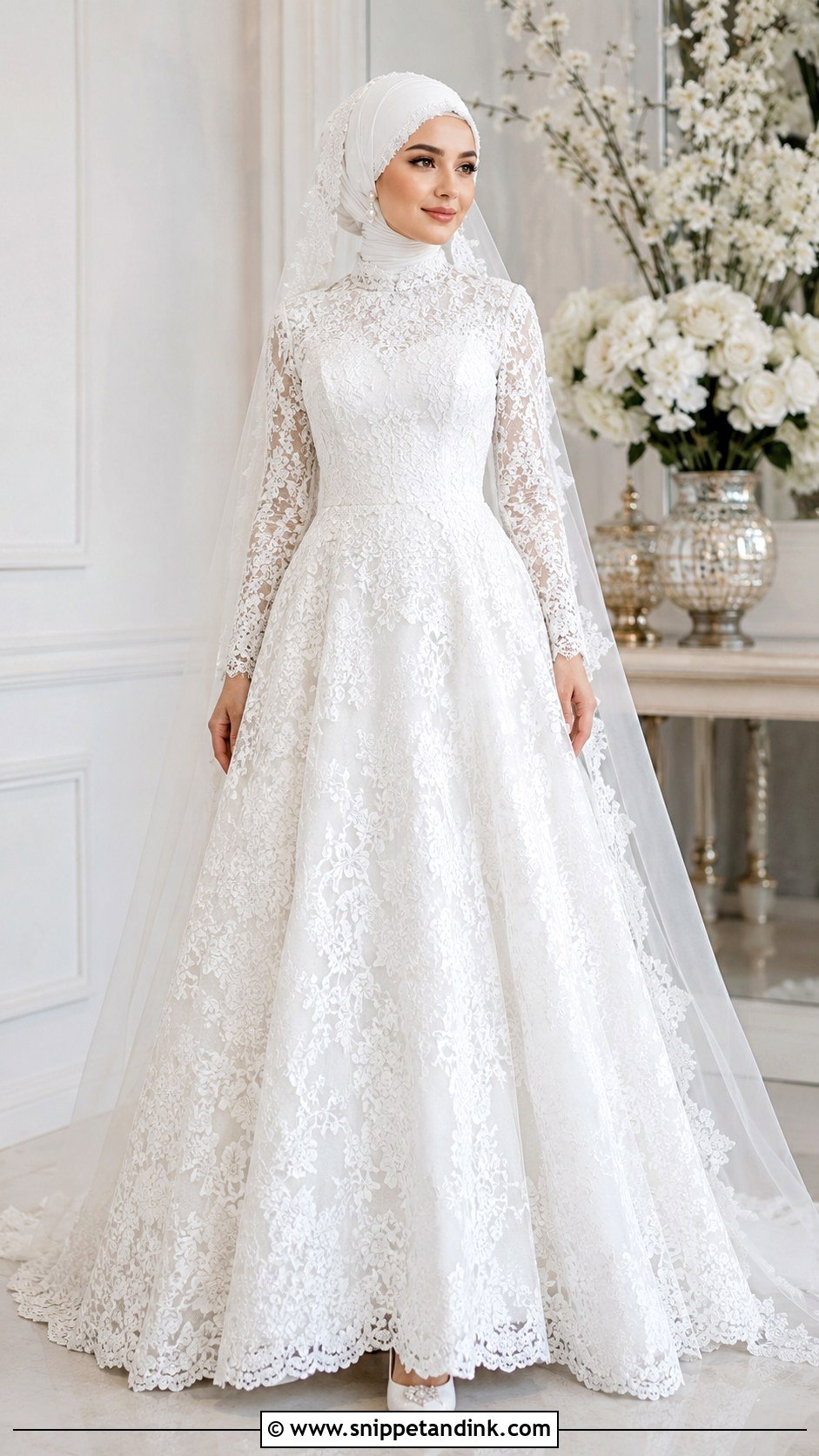 White Lace Islamic Wedding Dress - Snippet and Ink - 25 Islamic Wedding Dresses